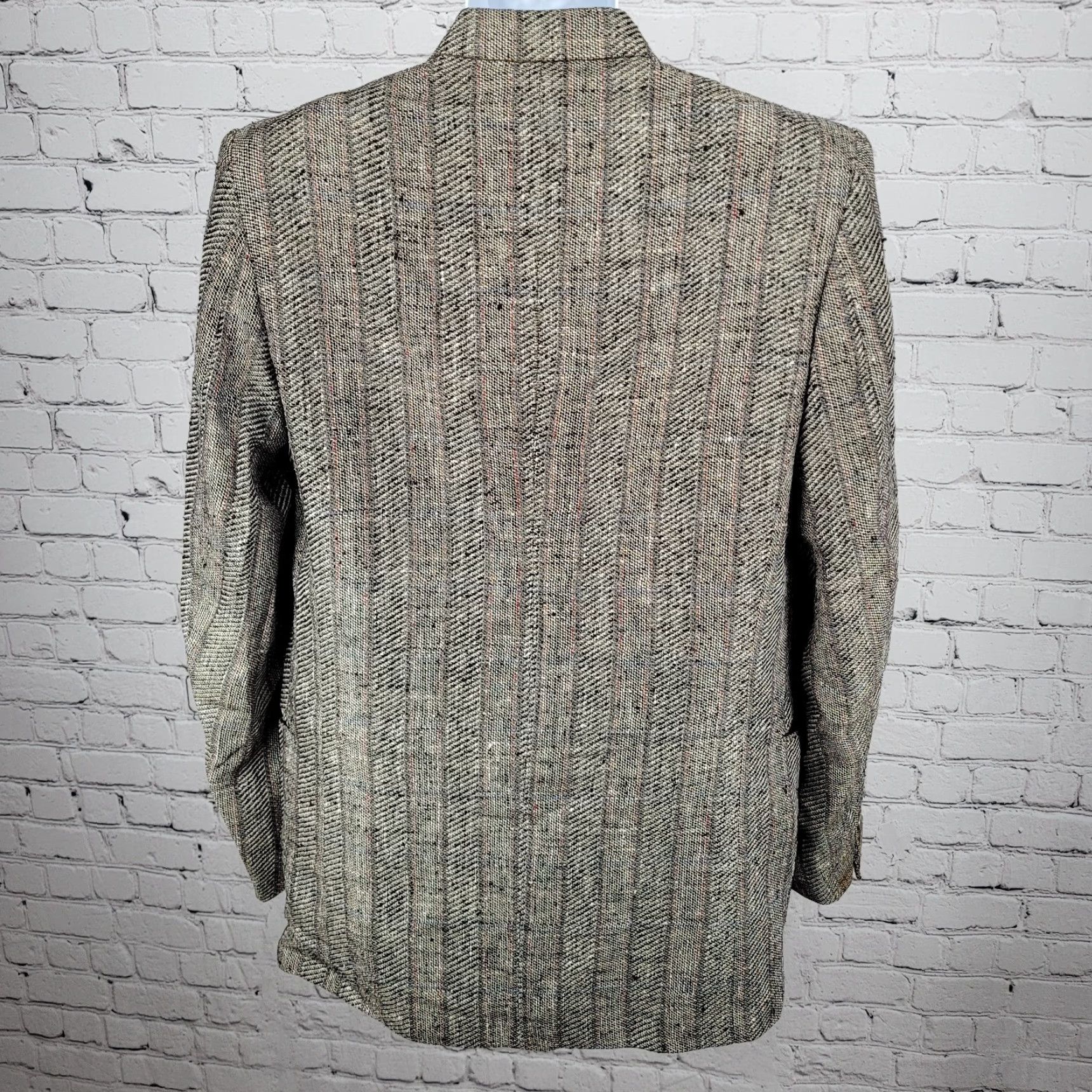 Vintage Profilo White Black Striped 2 Button Ventless Notch Blazer Sport Coat Italy 40 Size 40R - 2 Thumbnail