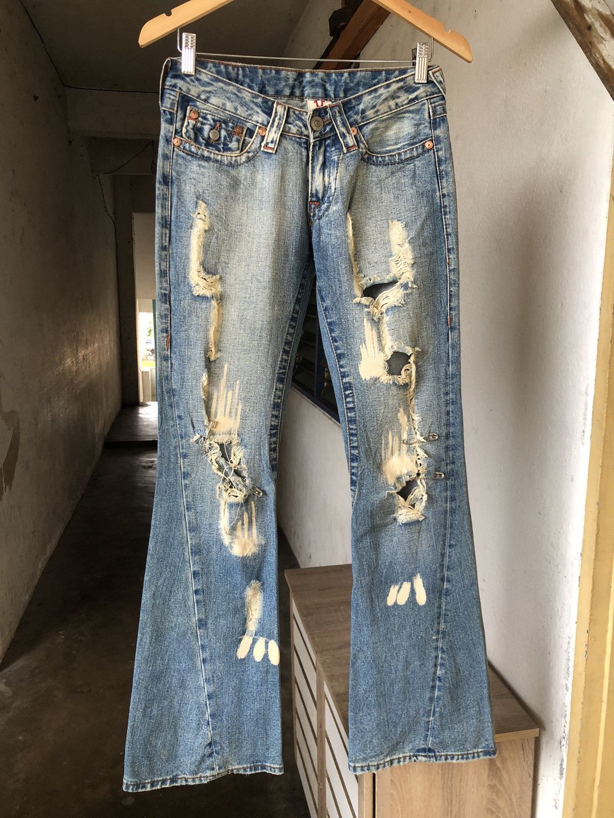 True Religion Rare❗️Vintage True Religion Distressed Boot Cut Jeans Size 26" / US 2 / IT 38 - 4 Thumbnail