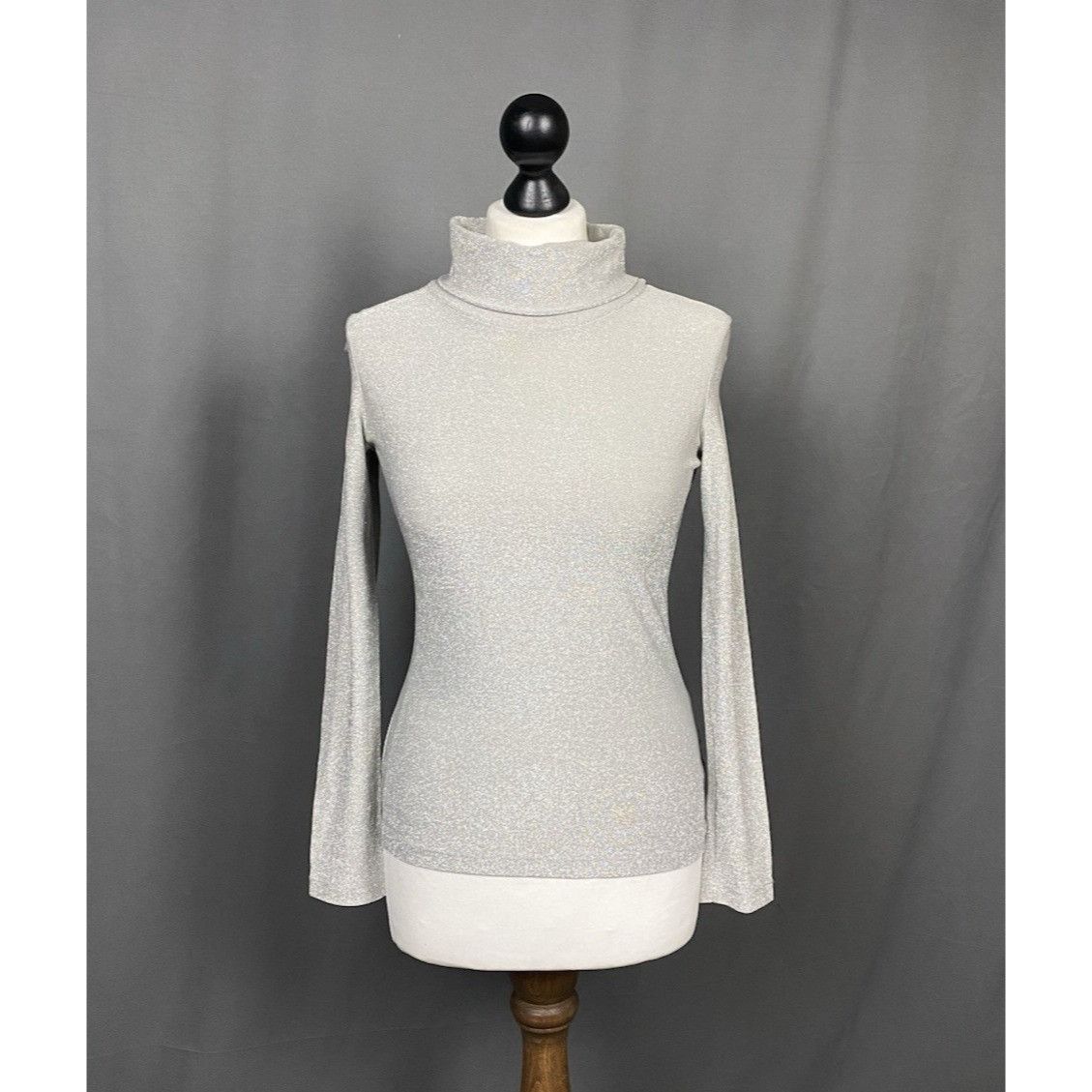 Versus Versace Versus Versace Vintage Women's Gray Lurex Turtleneck Sweater Size S / US 4 / IT 40 - 1 Thumbnail