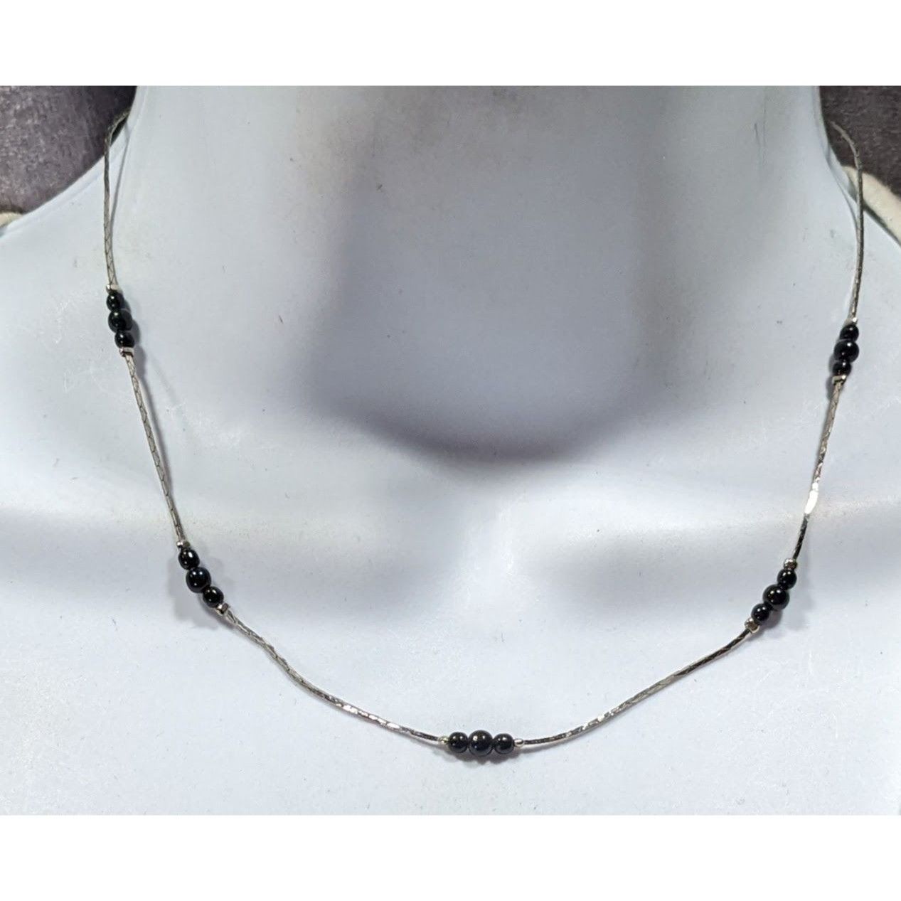 Other Elegant Minimalist Black And Silver Tone Station Necklace Size ONE SIZE - 1 Thumbnail