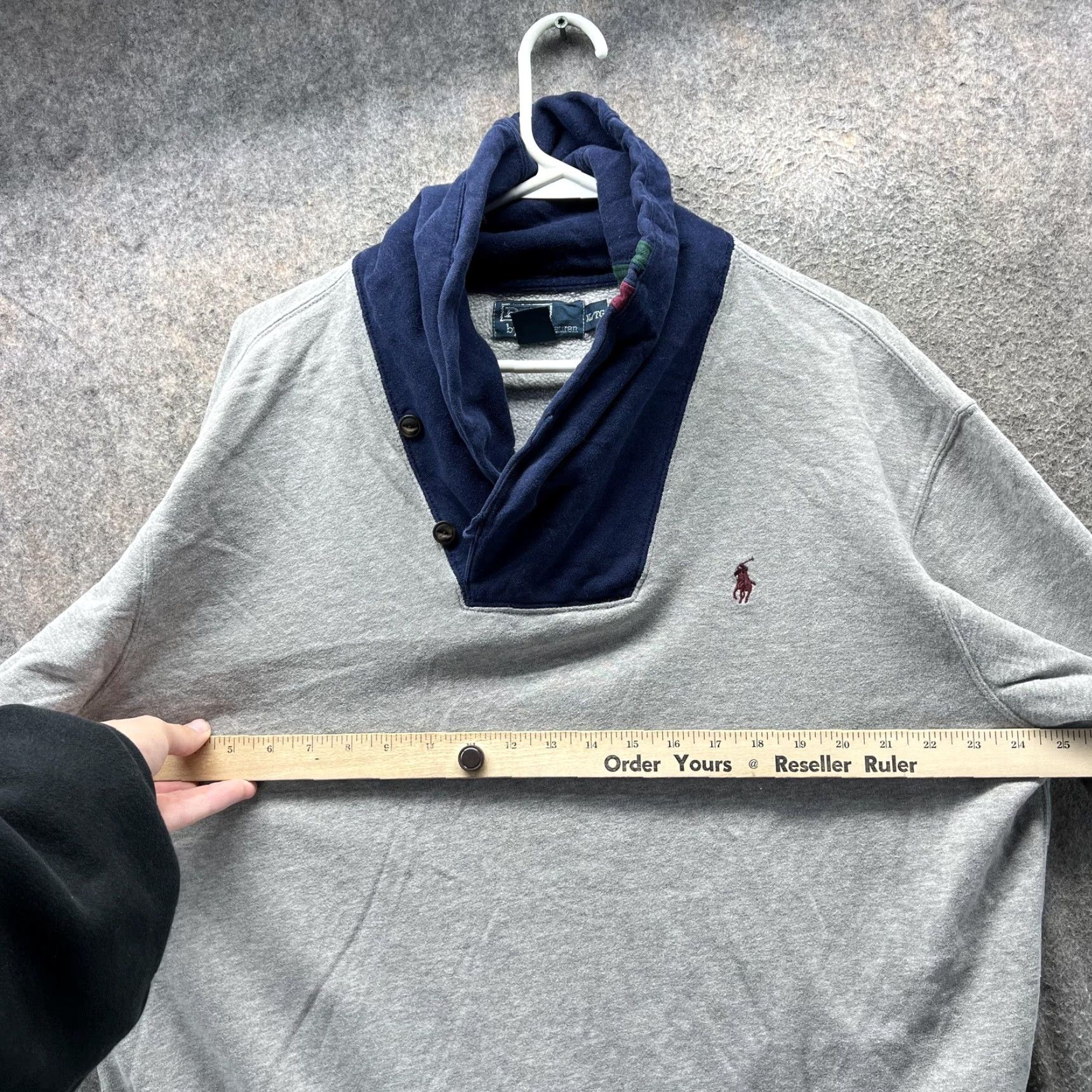 Polo Ralph Lauren VINTAGE Polo Ralph Lauren Sweatshirt Mens XL Gray Shawl Collar Button Pullover Size US XL / EU 56 / 4 - 5 Thumbnail