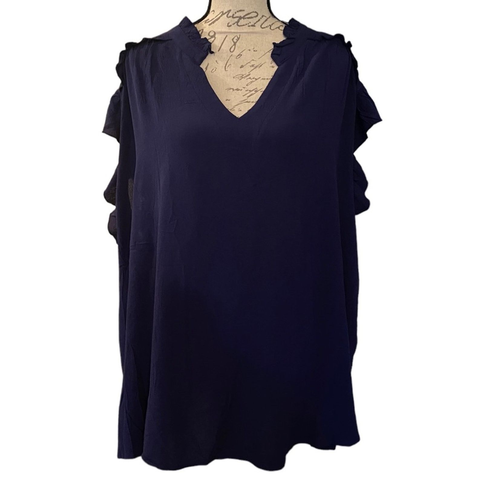 Other Bloomchic Sleeveless Blue Ruffle Shirt Size 28 Size 4XL / US 24-26 - 1 Thumbnail