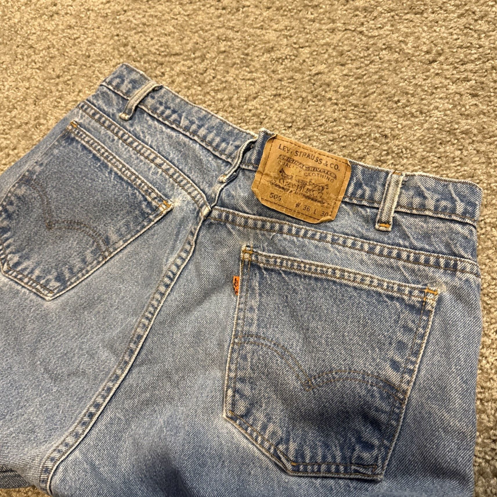 Levi's VINTAGE Levi’s 505 Orange Tab Straight Leg Jeans 36x30 Men Regular Denim Orange 505 Jeans Mens Size US 36 / EU 52 - 3 Thumbnail