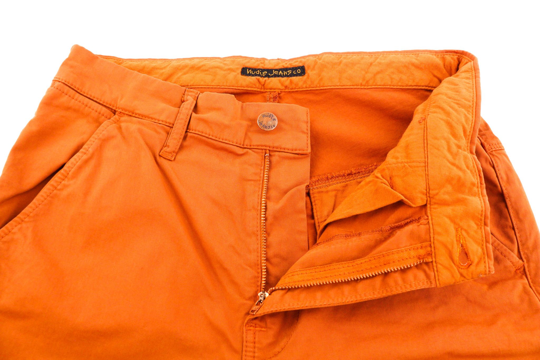 Nudie Jeans KHAKI SLIM W29/L32 Organic Warm Orange Zip Chino 82559 Size US 29 - 4 Thumbnail