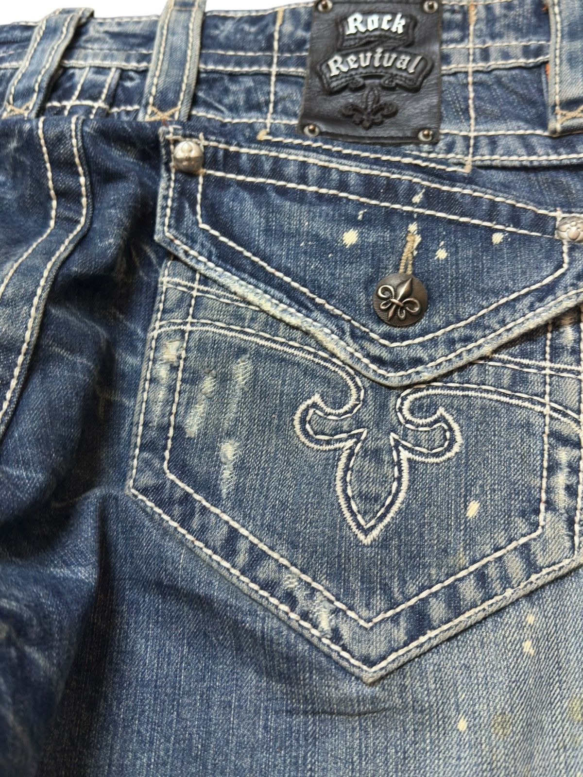 Rock Revival Vintagw Rock Revival Kurt Straight Faded Studded Denim Size US 34 / EU 50 - 6 Thumbnail
