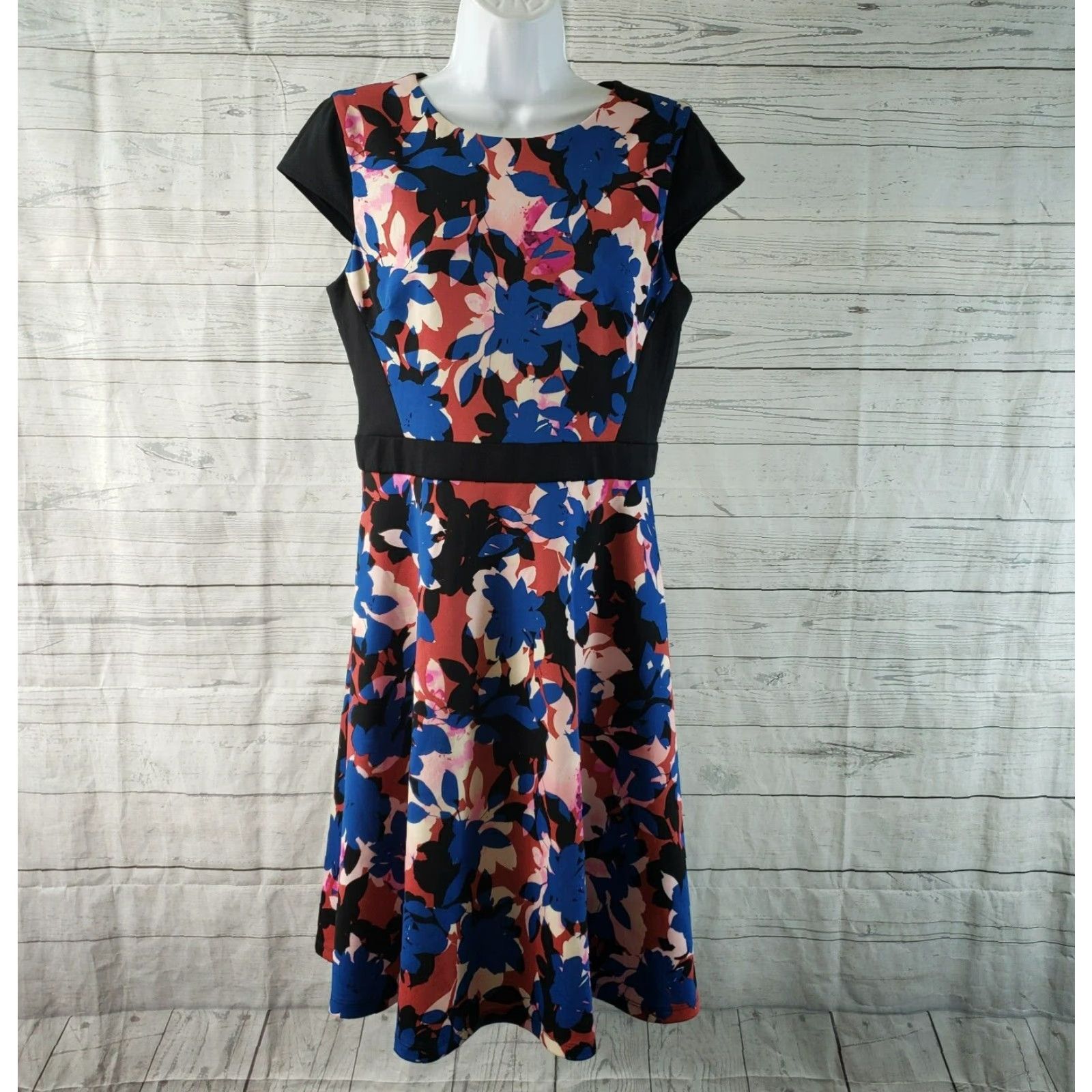 Pinko Wisp Dress Women's Floral Cap Sleeve Pink Blue Size 10 Knee Length Fit & Flare Printed Size L / US 10 / IT 46 - 2 Thumbnail