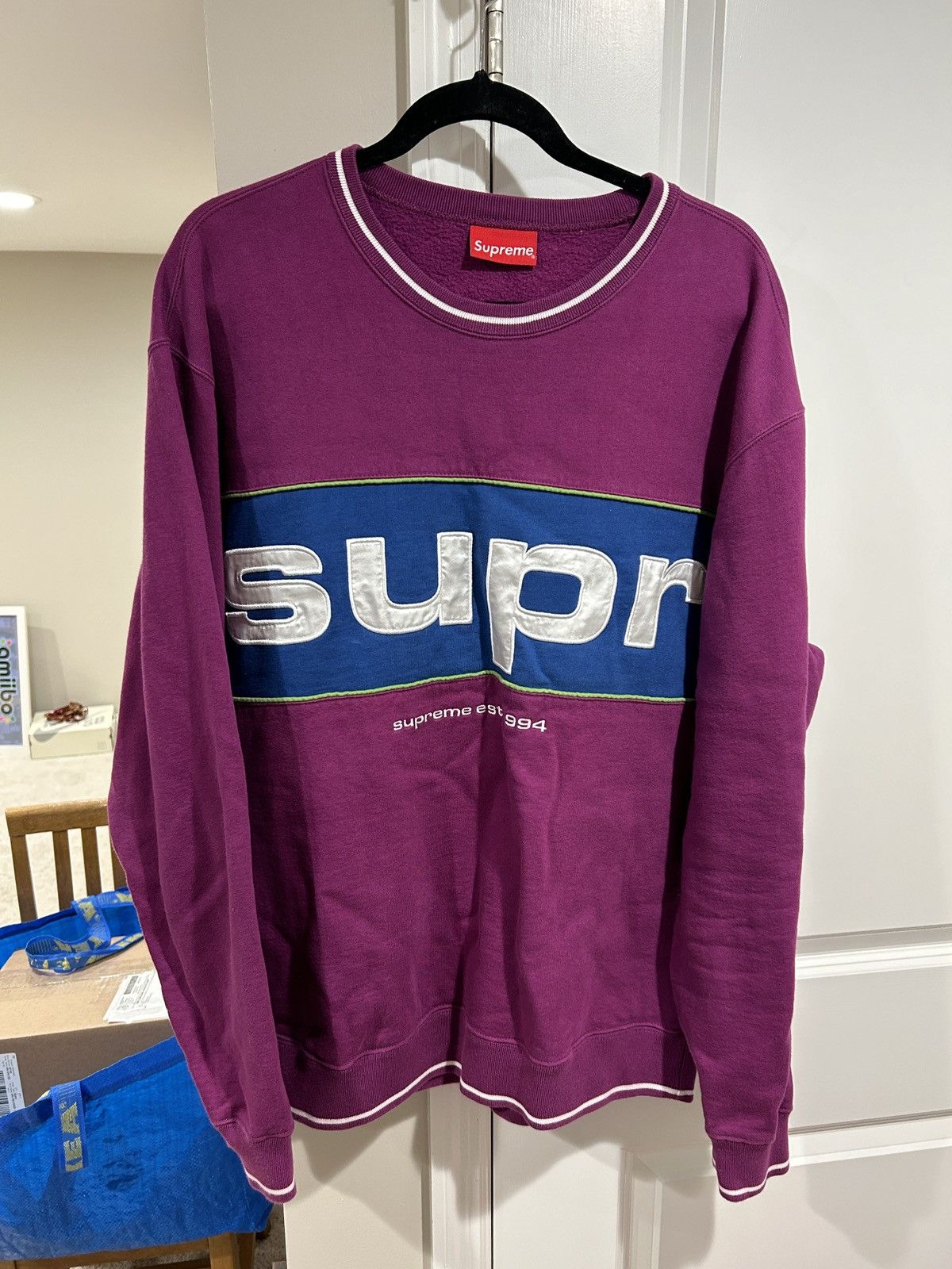 Supreme Supreme Piping Crewneck Purple Plum Blue Size X-Large Size US XL / EU 56 / 4 - 1 Thumbnail