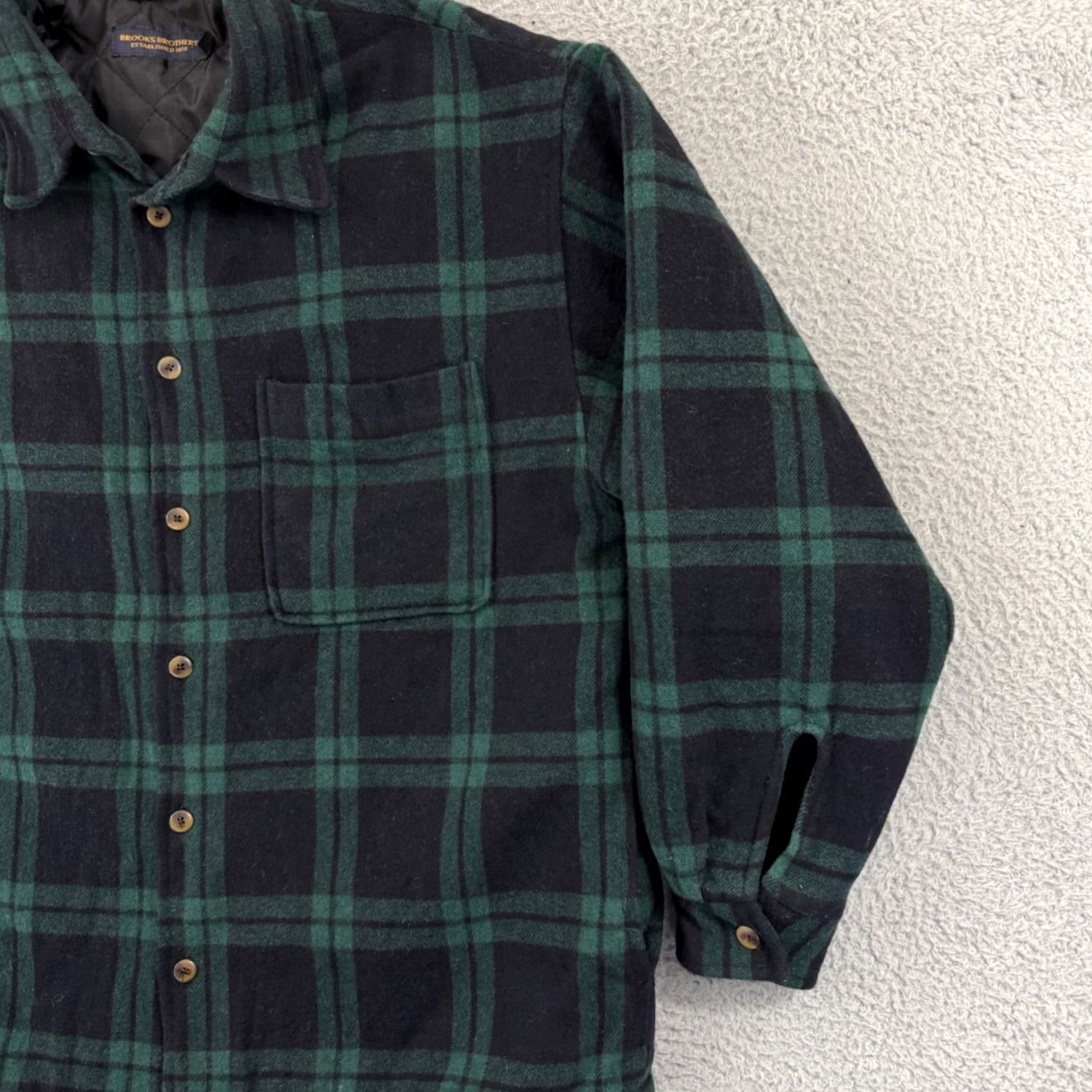 Brooks Brothers Vintage Brooks Brothers Shacket Mens L Flannel Button Quilted Wool Black Watch Size ONE SIZE - 5 Thumbnail