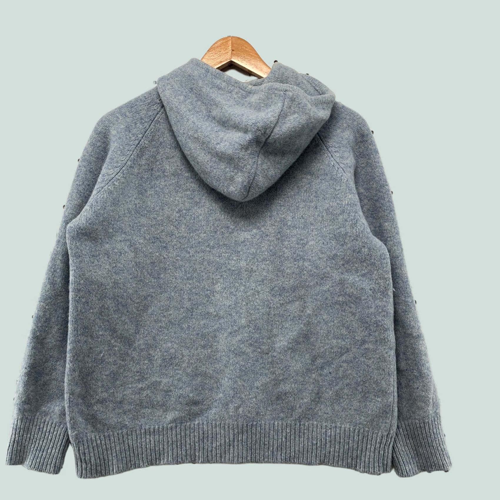 J.Crew J.CREW Wool Hoodie Sweater Womens Small Blue Hooded Lambswool Hong Kong Shirt Size S / US 4 / IT 40 - 1 Thumbnail