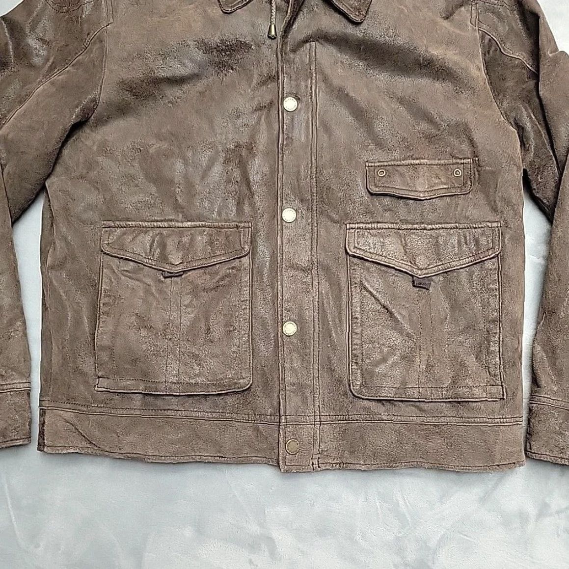 Vintage Columbia Jacket Men Large Brown Leather Hooded Full Zip Insulated Removable Hood Size US L / EU 52-54 / 3 - 2 Thumbnail
