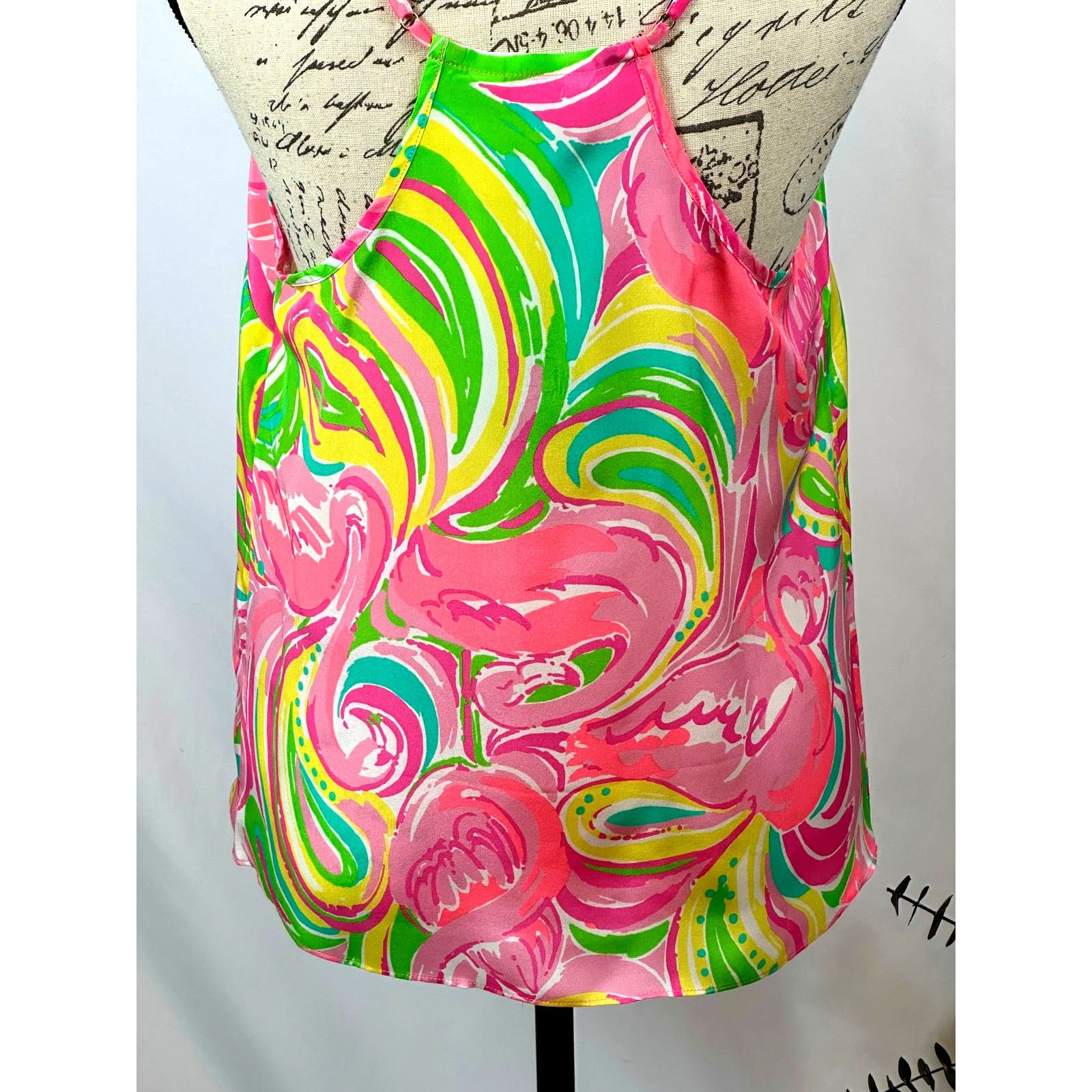 Lilly Pulitzer Lilly Pulitzer Dusk Racer Back Cami 100% Silk Flamingo M Size M / US 6-8 / IT 42-44 - 17 Thumbnail