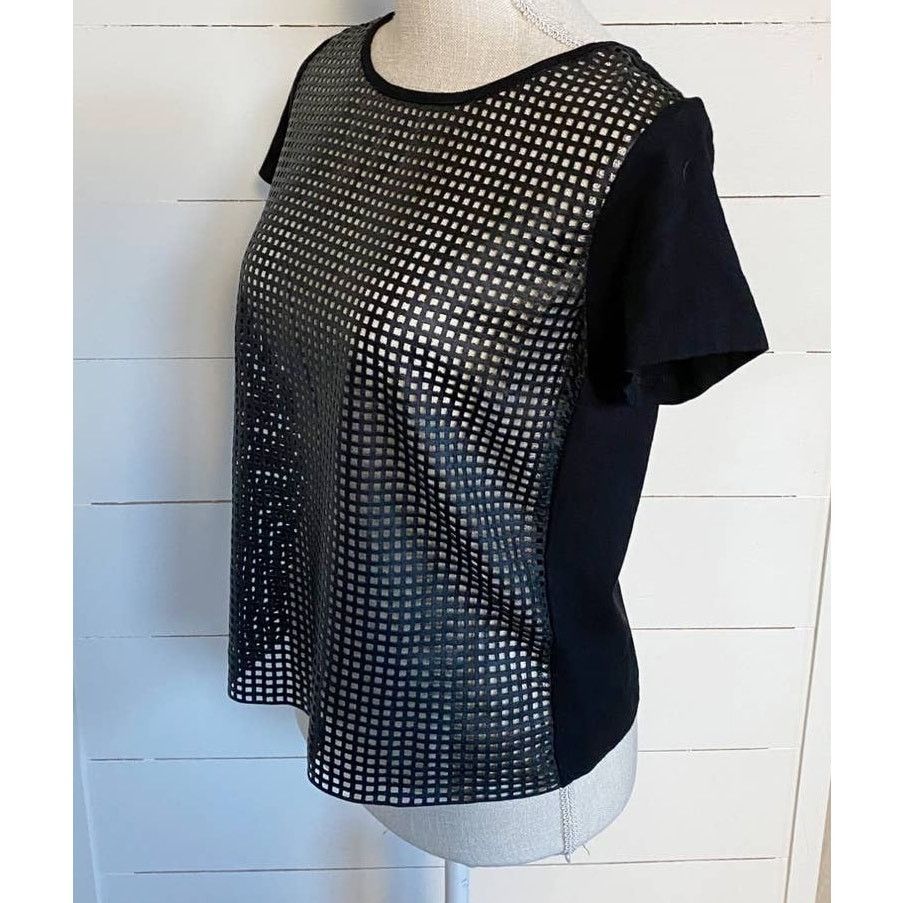Nordstrom Trouve black perforated short sleeved top Size M / US 6-8 / IT 42-44 - 8 Thumbnail