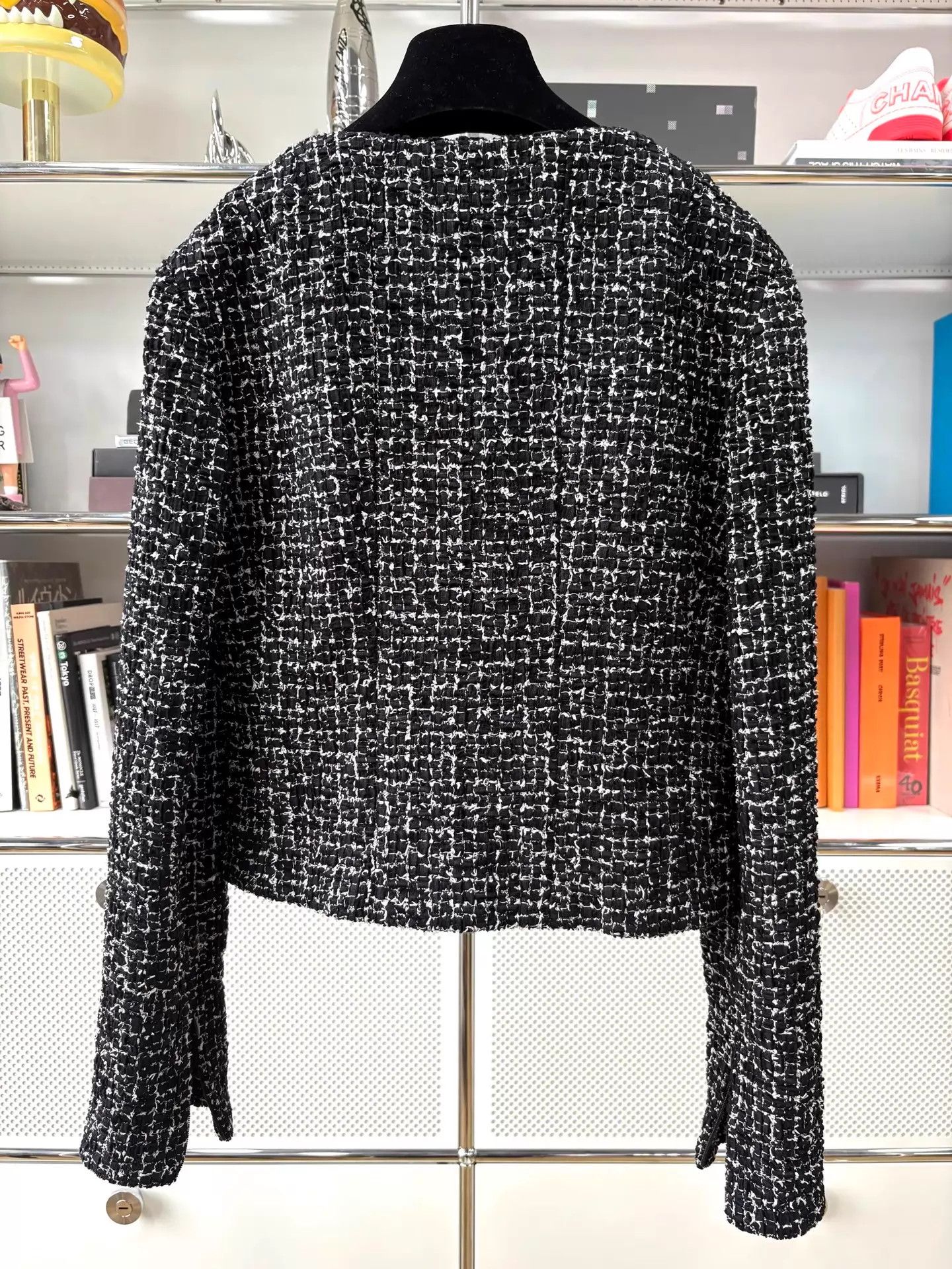 Chanel Chanel 24B Black White Glen Tweed Crew Jacket 34 Size XS / US 0-2 / IT 36-38 - 8 Thumbnail