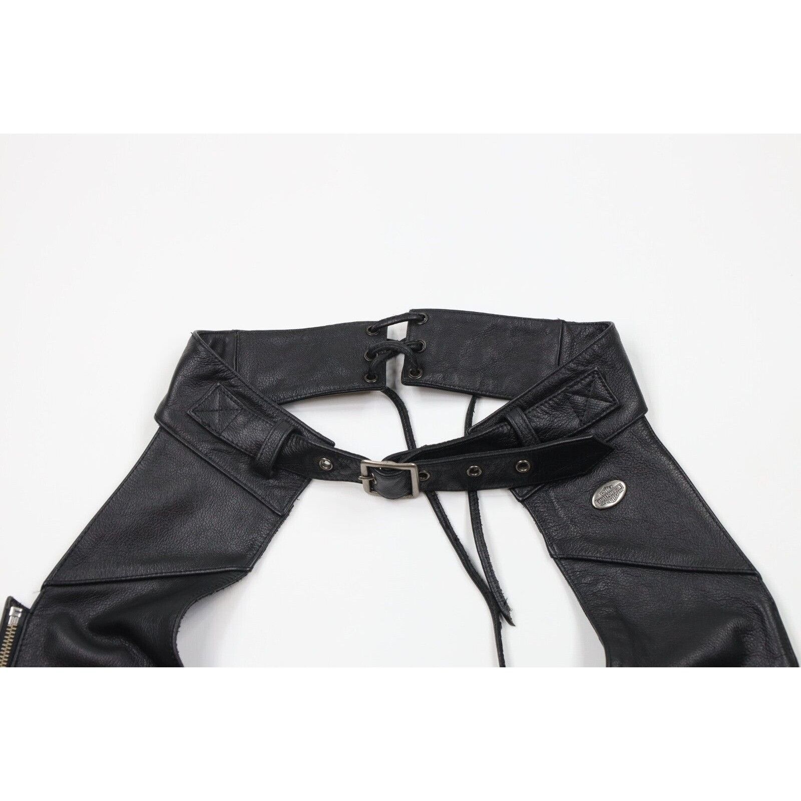 Harley Davidson × Vintage Vintage 90s Harley Davidson Distressed Leather Chaps Pants Size 26" / US 2 / IT 38 - 2 Thumbnail