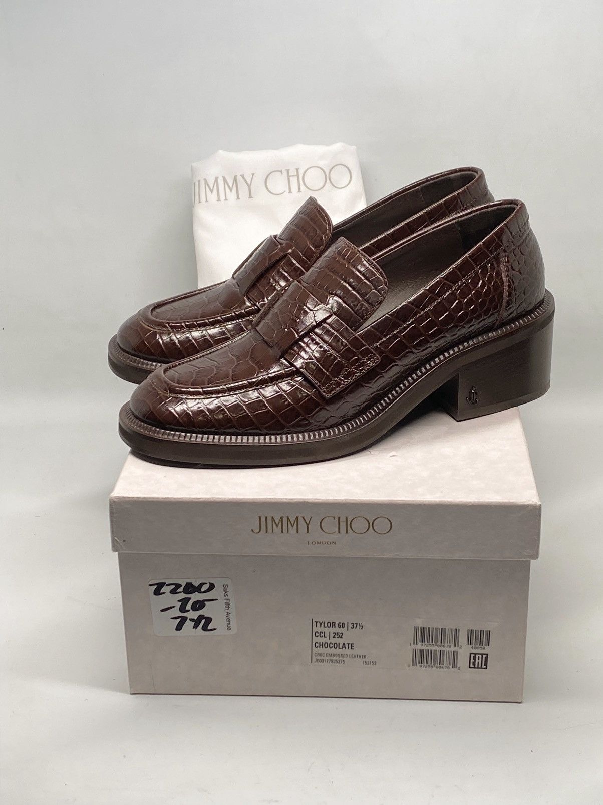 Jimmy Choo Jimmy Choo Tylor 60MM Embossed Leather Loafers size 37.5 Size US 7.5 / IT 37.5 - 11 Thumbnail