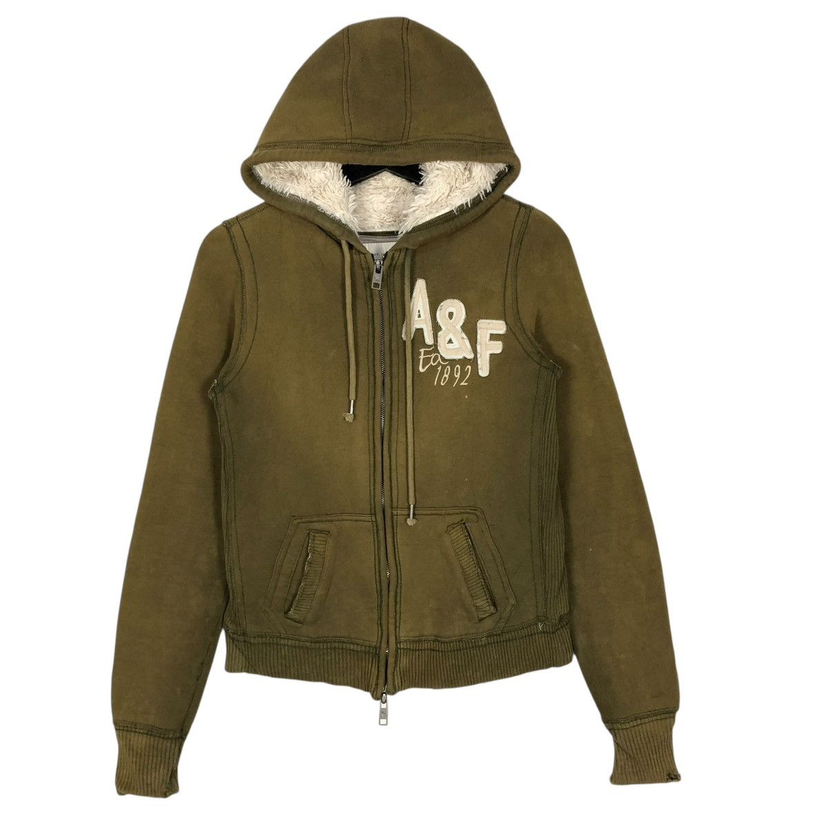 Abercrombie & Fitch Vintage Abercrombie & Fitch New York Jacket Hoodie Faux Fur Size US S / EU 44-46 / 1 - 1 Thumbnail