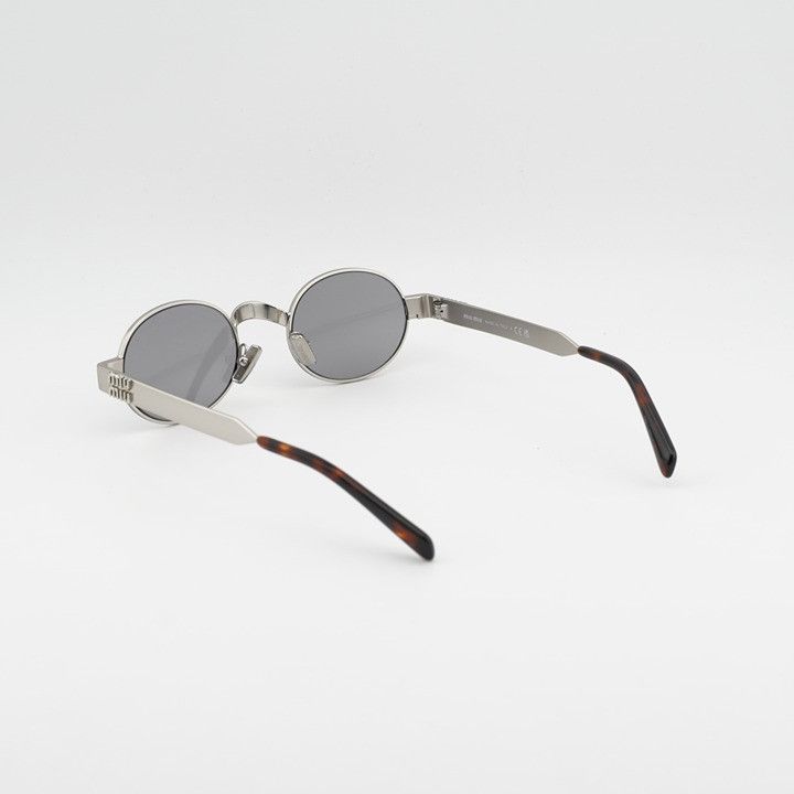 Miu Miu Miu Miu MUB51S 21M50Q Sunglasses Old Silver Oval Frame, Grey Size ONE SIZE - 10 Thumbnail