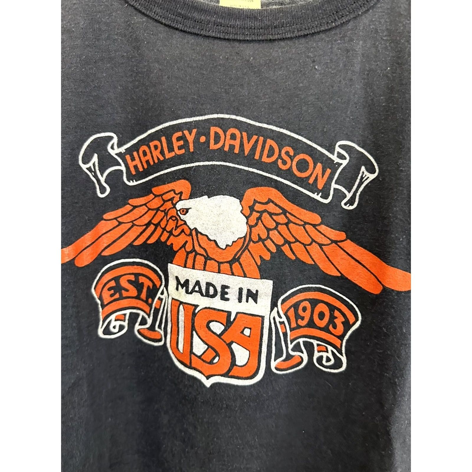 Vintage VINTAGE 70s Harley-Davidson Eagle Shield T-Shirt M Black Made In USA Little Rock Ark Mens Size US M / EU 48-50 / 2 - 4 Thumbnail