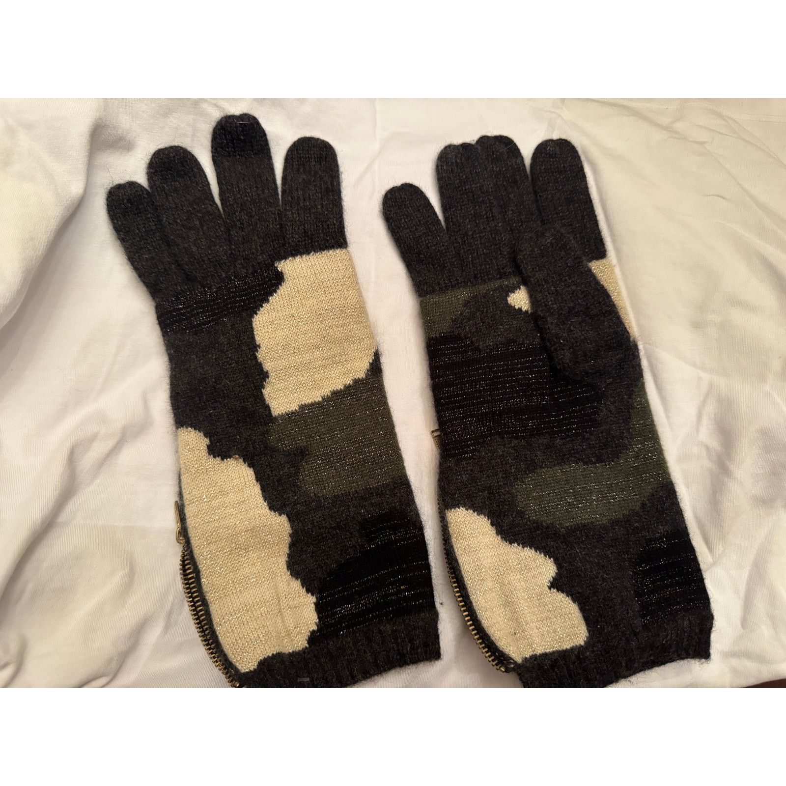 Portolano Portolano 100% Cashmere Camo Gloves One Size Size ONE SIZE - 3 Thumbnail