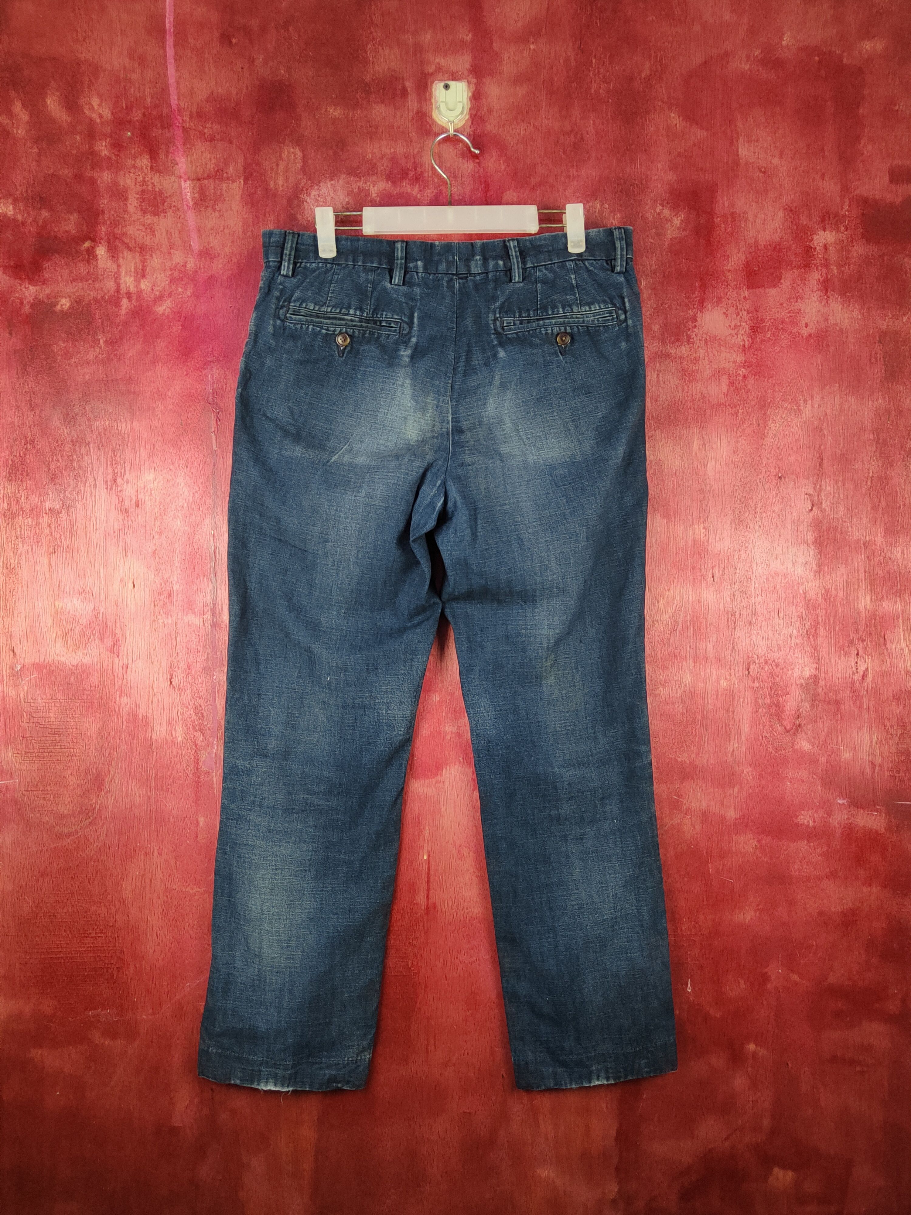 Japanese Brand Lands End Blue Distressed Ripped Soft Jeans #S2054 Size US 32 / EU 48 - 7 Thumbnail