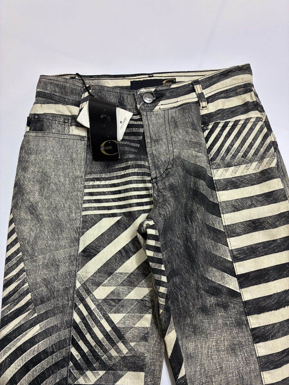 Roberto Cavalli Just Cavalli Y2K Zebra Print Design Flared Pants Size 26" / US 2 / IT 38 - 3 Thumbnail