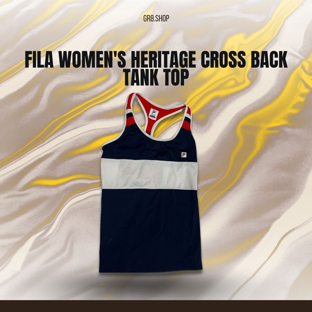 Fila FILA Womens Heritage Cross Back Tank Top Navy White Red Race Size S / US 4 / IT 40 - 1 Thumbnail