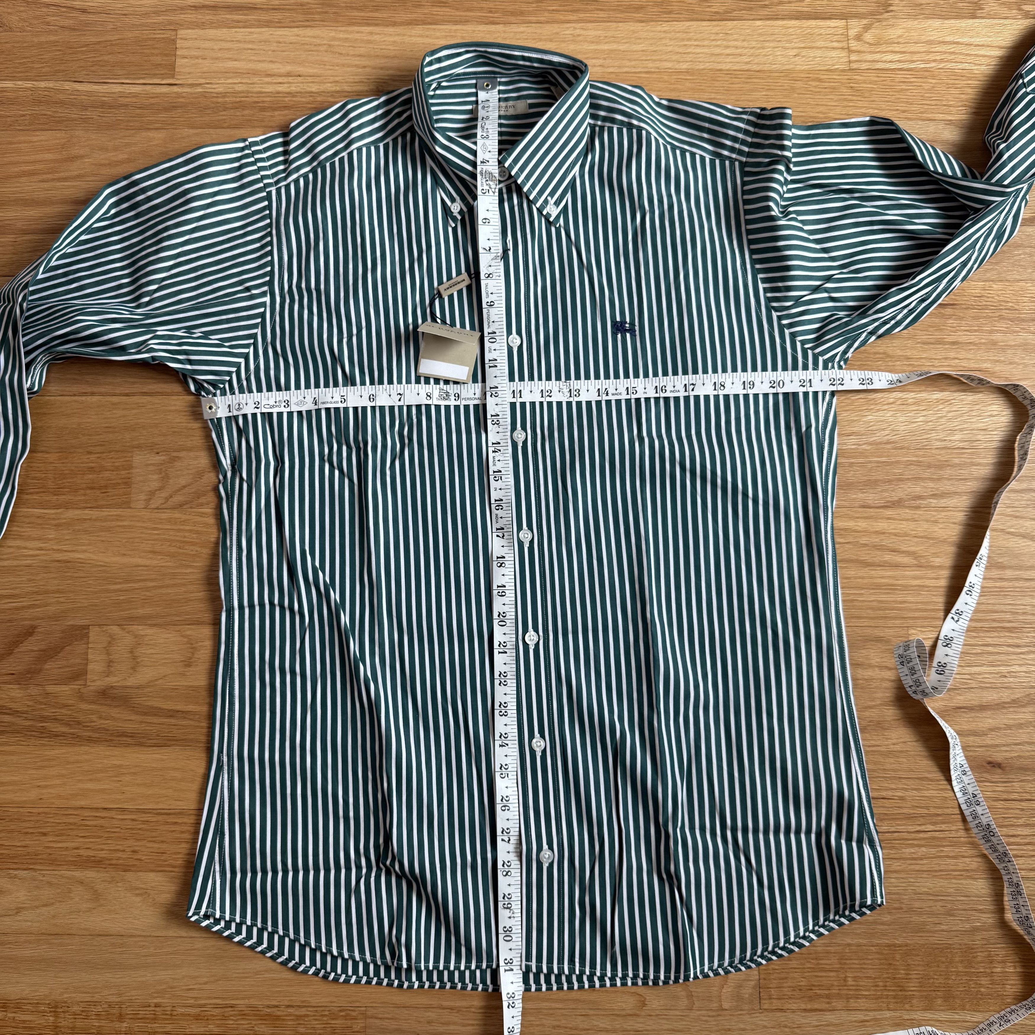 Burberry Burberry London Green Striped Button Down Shirt Size US M / EU 48-50 / 2 - 7 Thumbnail