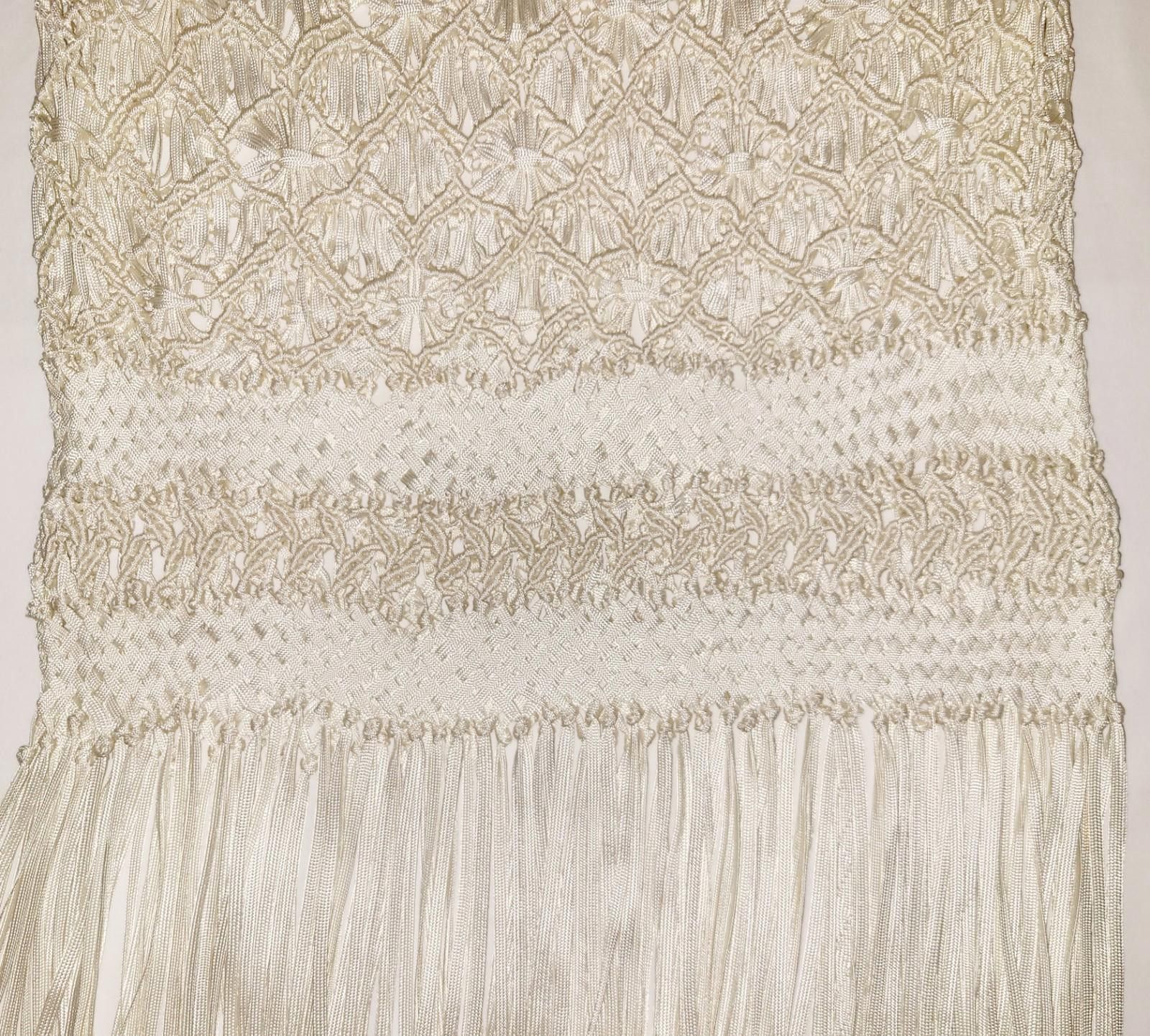 Designer Von Saken macrame cream long sleeve dress size LG Size L / US 10 / IT 46 - 4 Thumbnail