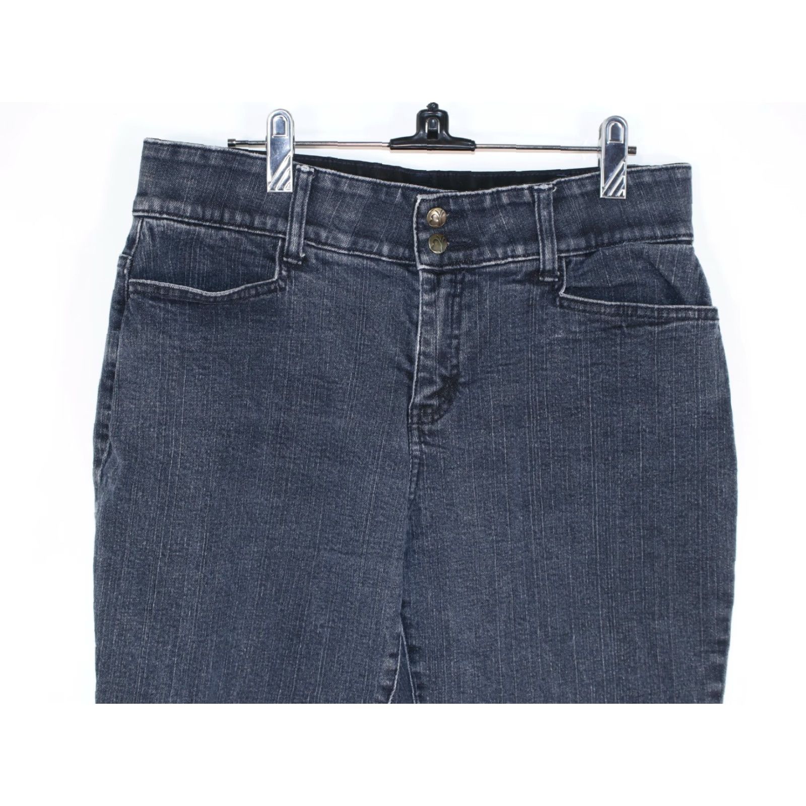 Vintage Fashion Bug Jeans Women 14P Plus High Rise Stretch Straight Dark Wash Black 27in Inseam Womens Size 30" / US 8 / IT 44 - 3 Thumbnail