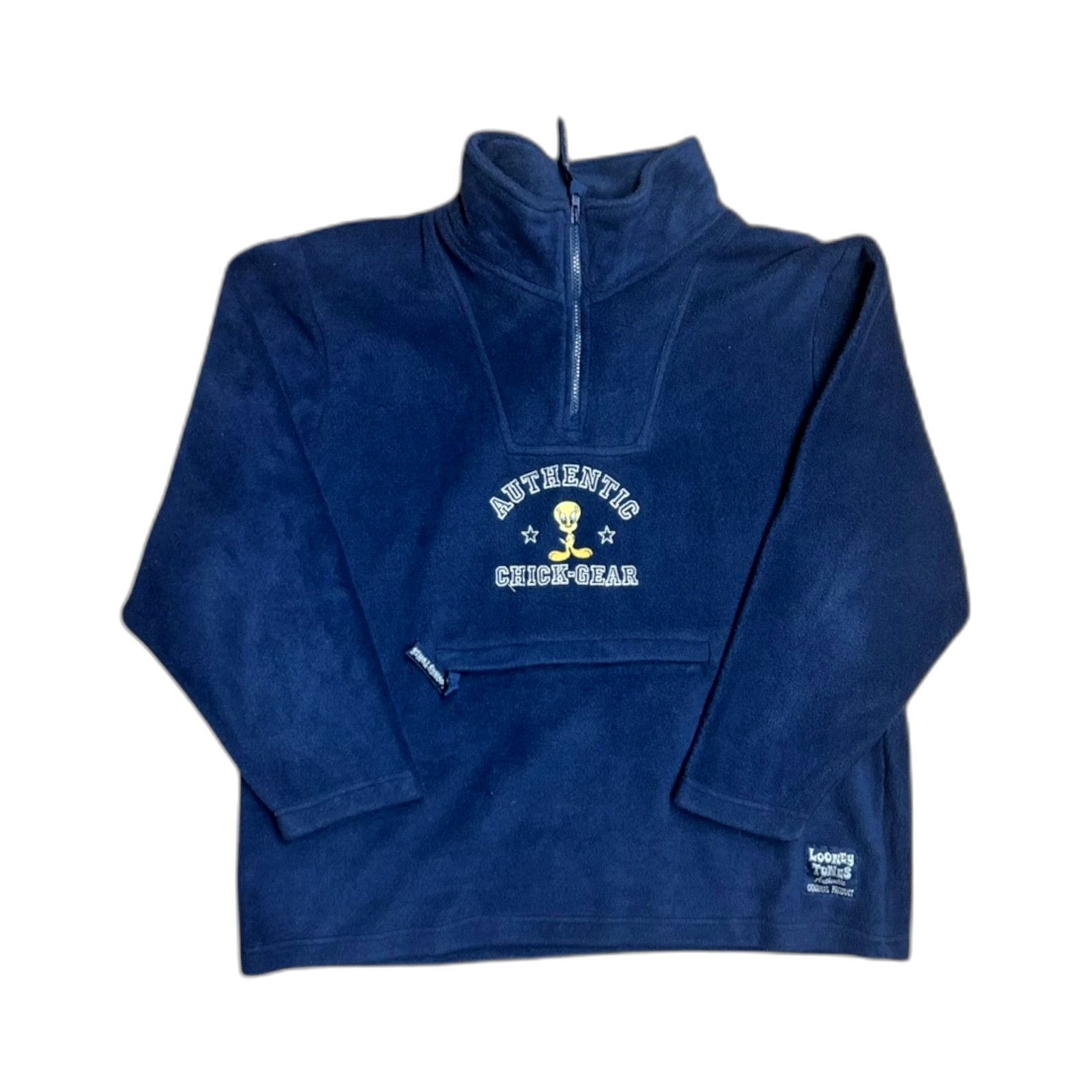 Vintage Vintage Looney Tunes Quarter Zip Kangaroo Pouch Blue Hooded Size US XL / EU 56 / 4 - 1 Thumbnail