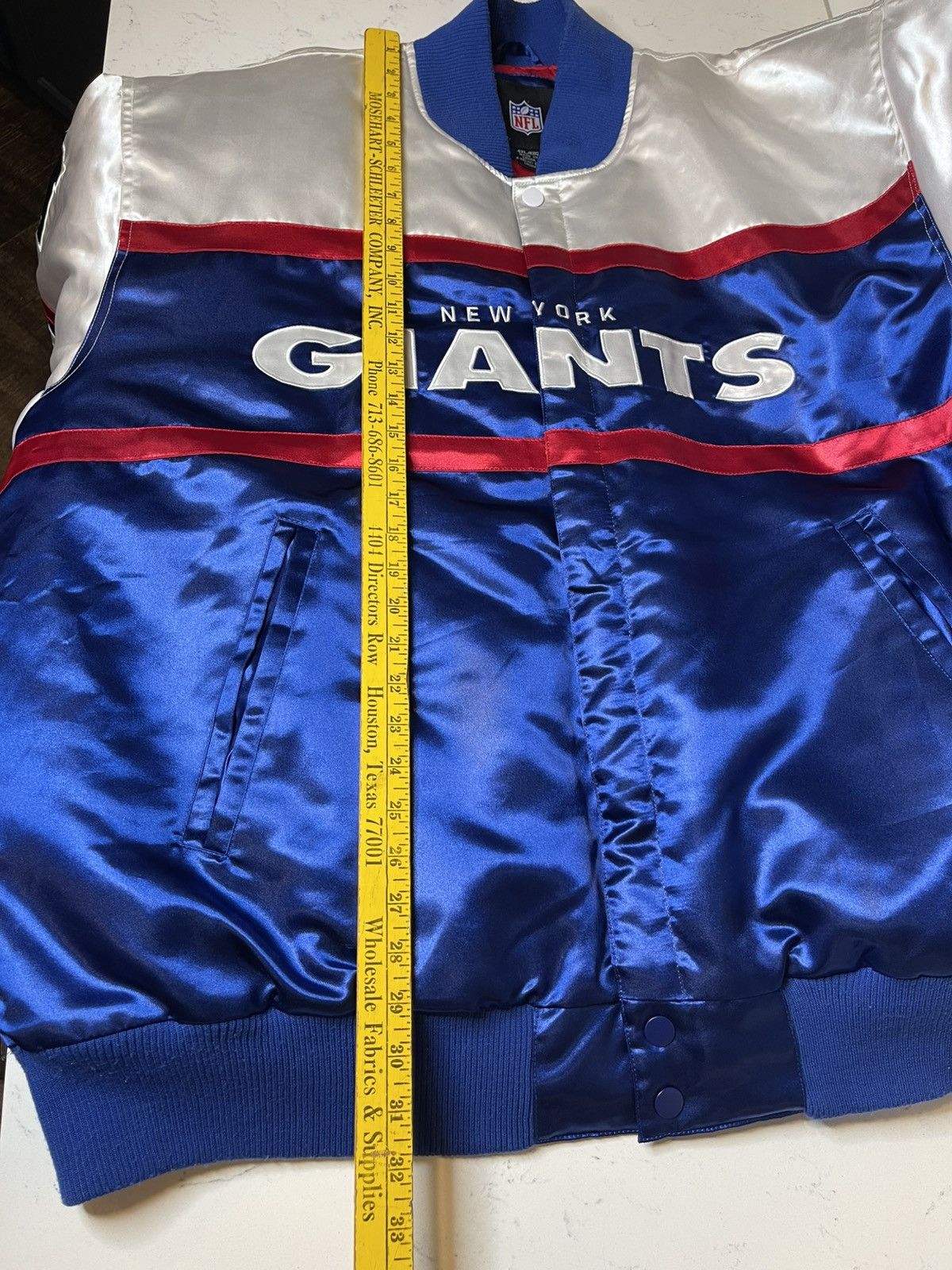 NFL NY Giants Bomber Polyester Jacket w Large Logo Sz 4XL Size US XXL / EU 58 / 5 - 8 Thumbnail