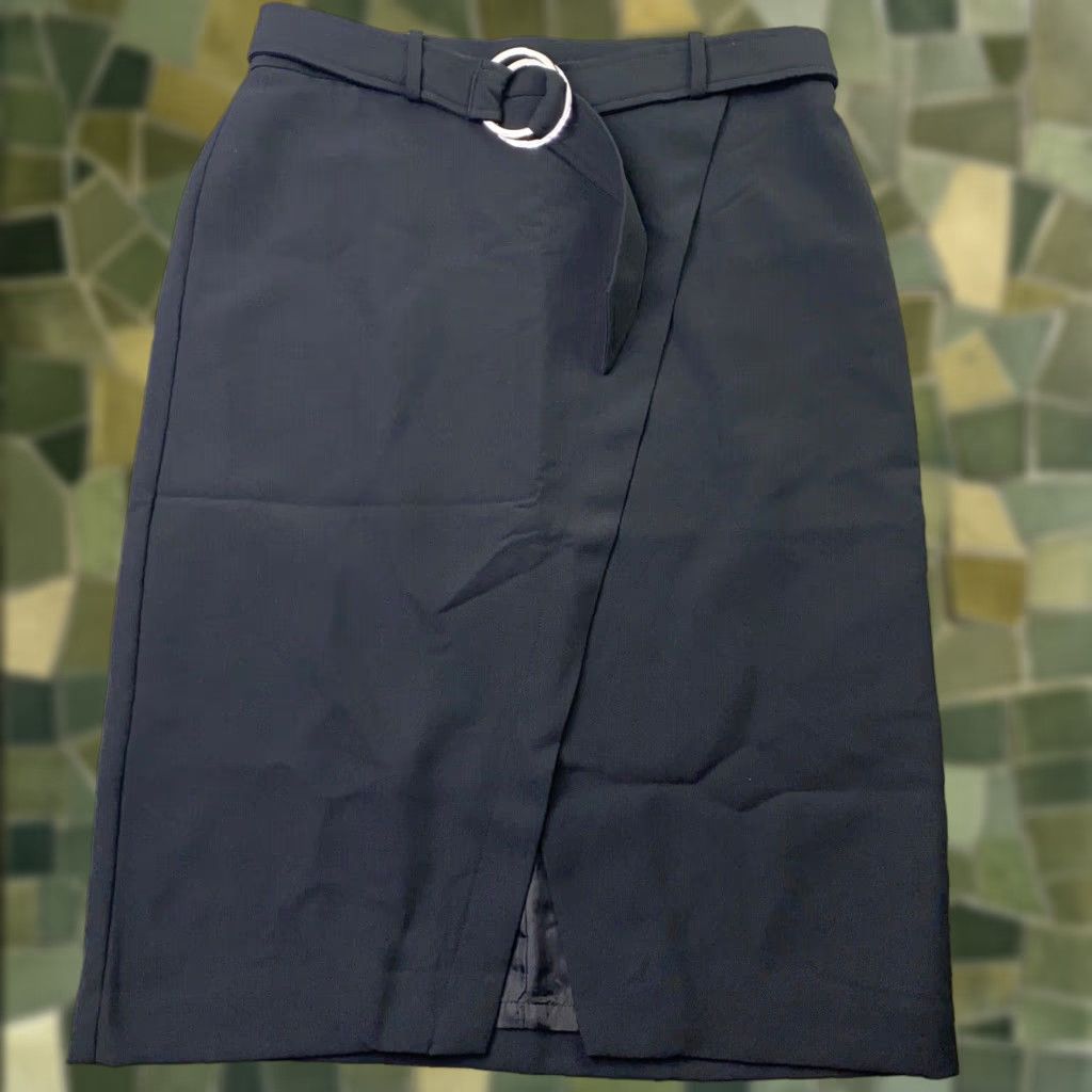 Worthington Worthington Womens Pencil Skirt Size 8 Black Slit Stretch Belt Knee Length Casual Business Party/Cocktail Womens Size 30" / US 8 / IT 44 - 1 Thumbnail