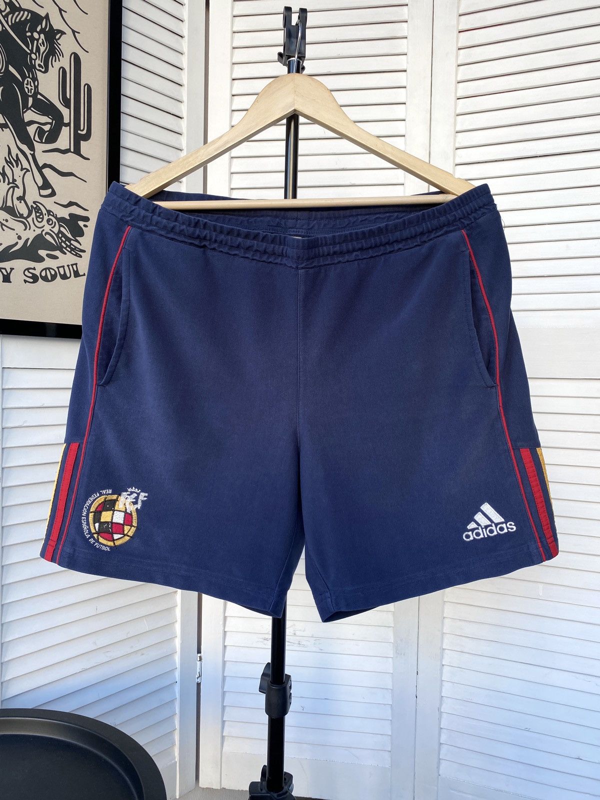 Adidas Vintage Adidas 90s Real Federacion Espanola Soccer Shorts Size US 30 / EU 46 - 1 Thumbnail
