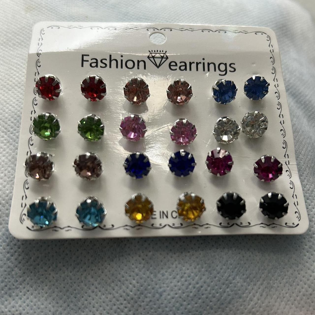 Jewelry 12 Pairs Zircon Stud Earrings - ERG Size ONE SIZE - 2 Thumbnail