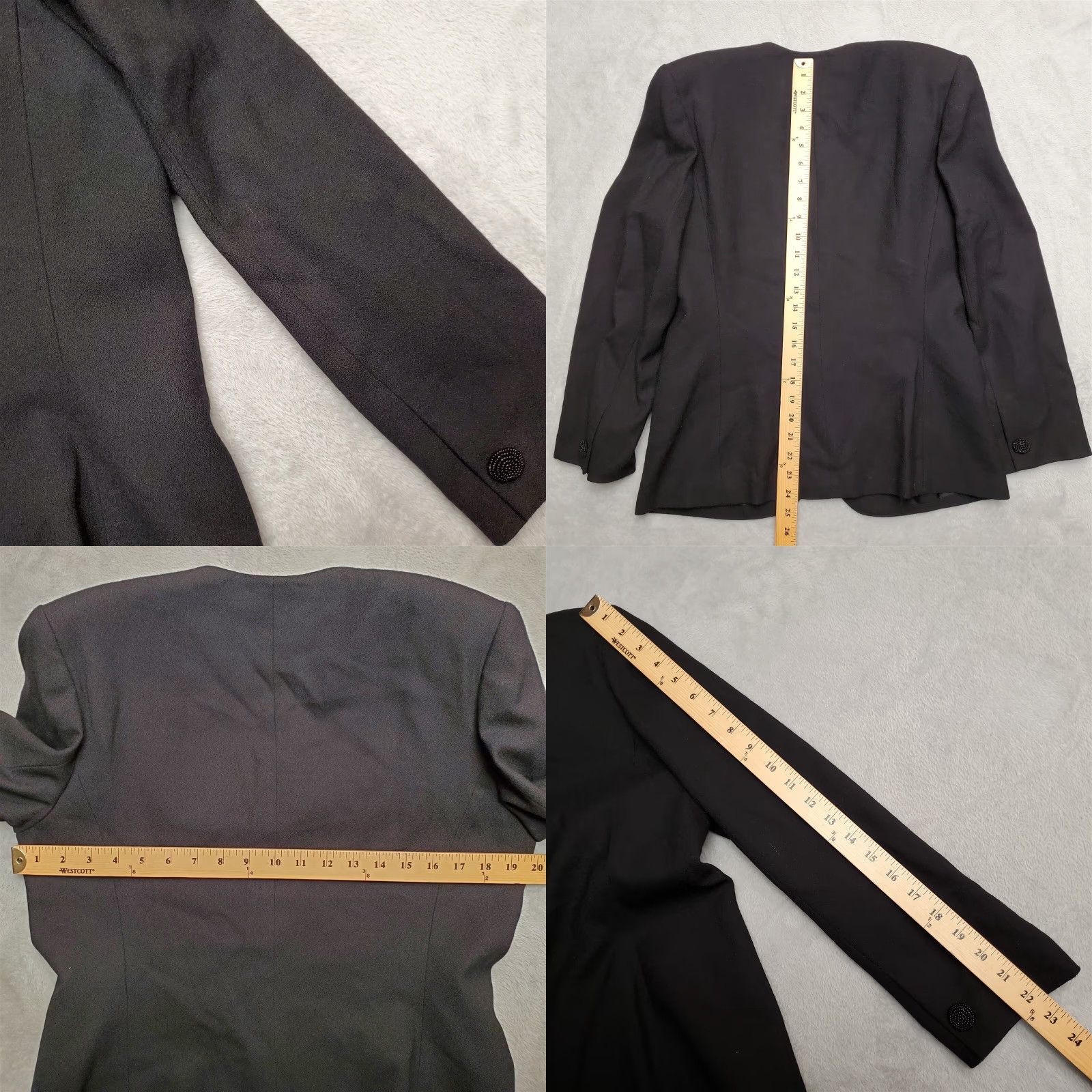 Vintage VINTAGE John Meyer Blazer Womens 12 Petite Black 100% Wool Beaded Accents Button Jacket Size XL / US 12-14 / IT 48-50 - 8 Thumbnail