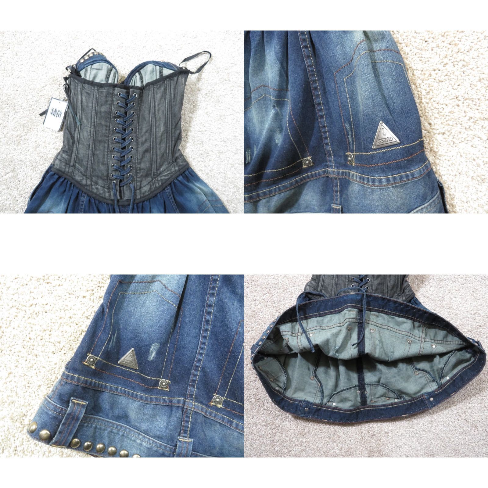 Guess VINTAGE GUESS Denim Studded Corset Bustier Top NWT 2000s Y2K Blue Denim Sleeveless Cropped Tank Regular Women Size M / US 6-8 / IT 42-44 - 9 Thumbnail