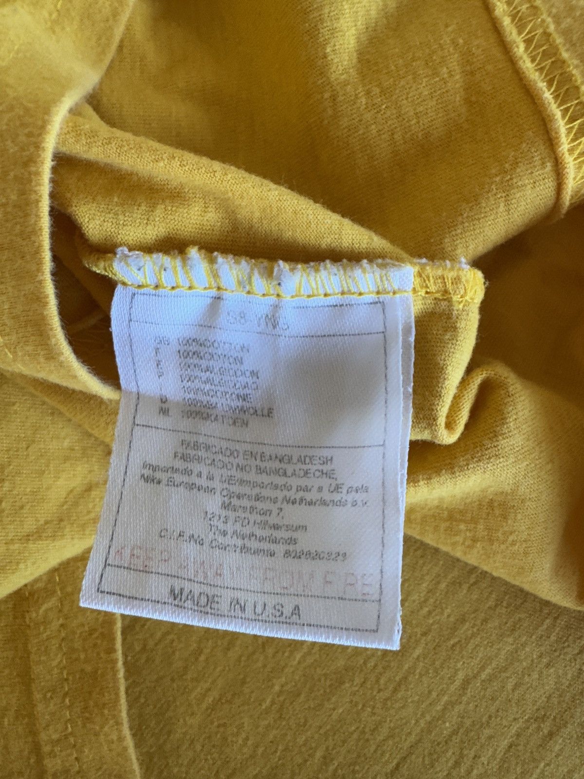 Nike Vintage Nike Yellow Embossed Logo Tee - Made in USA - Size L Size US L / EU 52-54 / 3 - 13 Thumbnail
