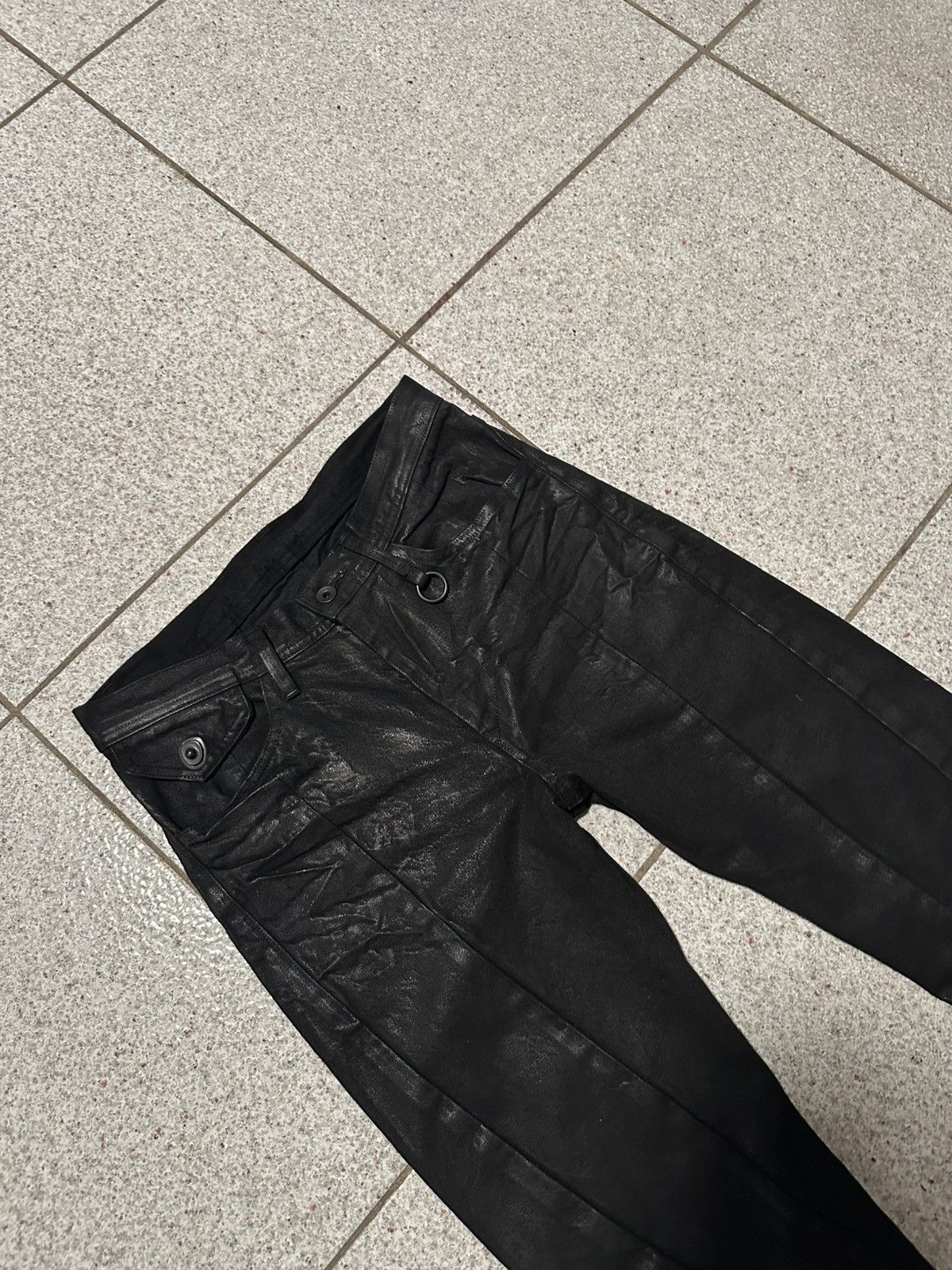 Julius Julius_7 SS25 Black Waxed Spiral Bootcut Denim Size US 30 / EU 46 - 2 Thumbnail
