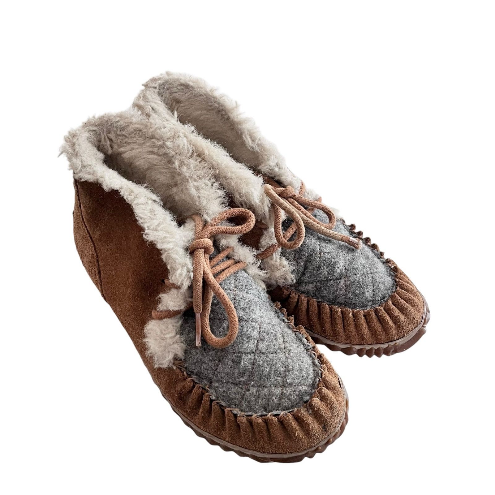 SOREL Sorel Out N About Brown Gray Suede Faux Fur Moccasin Boots Size US 7 / IT 37 - 1 Thumbnail