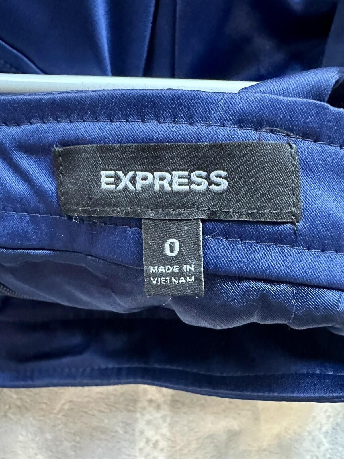 Express Express Navy Silk Dress with Pockets Size 0 Size XS / US 0-2 / IT 36-38 - 3 Thumbnail
