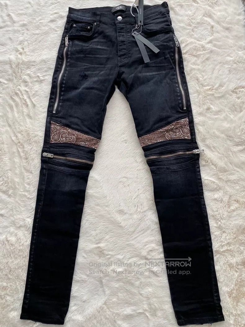 Amiri Amiri Size 31 Washed black cashew flower mx2 jeans Size US 31 - 1 Thumbnail