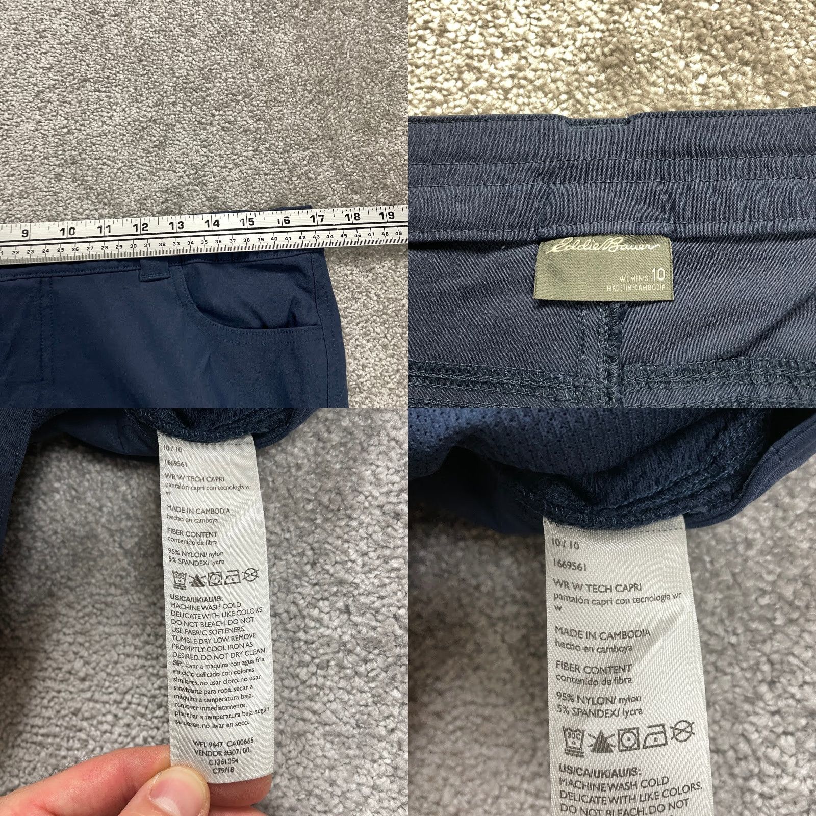 Eddie Bauer VINTAGE Eddie Bauer Womens Cropped Pants 10 Blue Solid Casual Activewear Travel Lightweight Stretch 34x21 Ladies Size 32" / US 10 / IT 46 - 8 Thumbnail