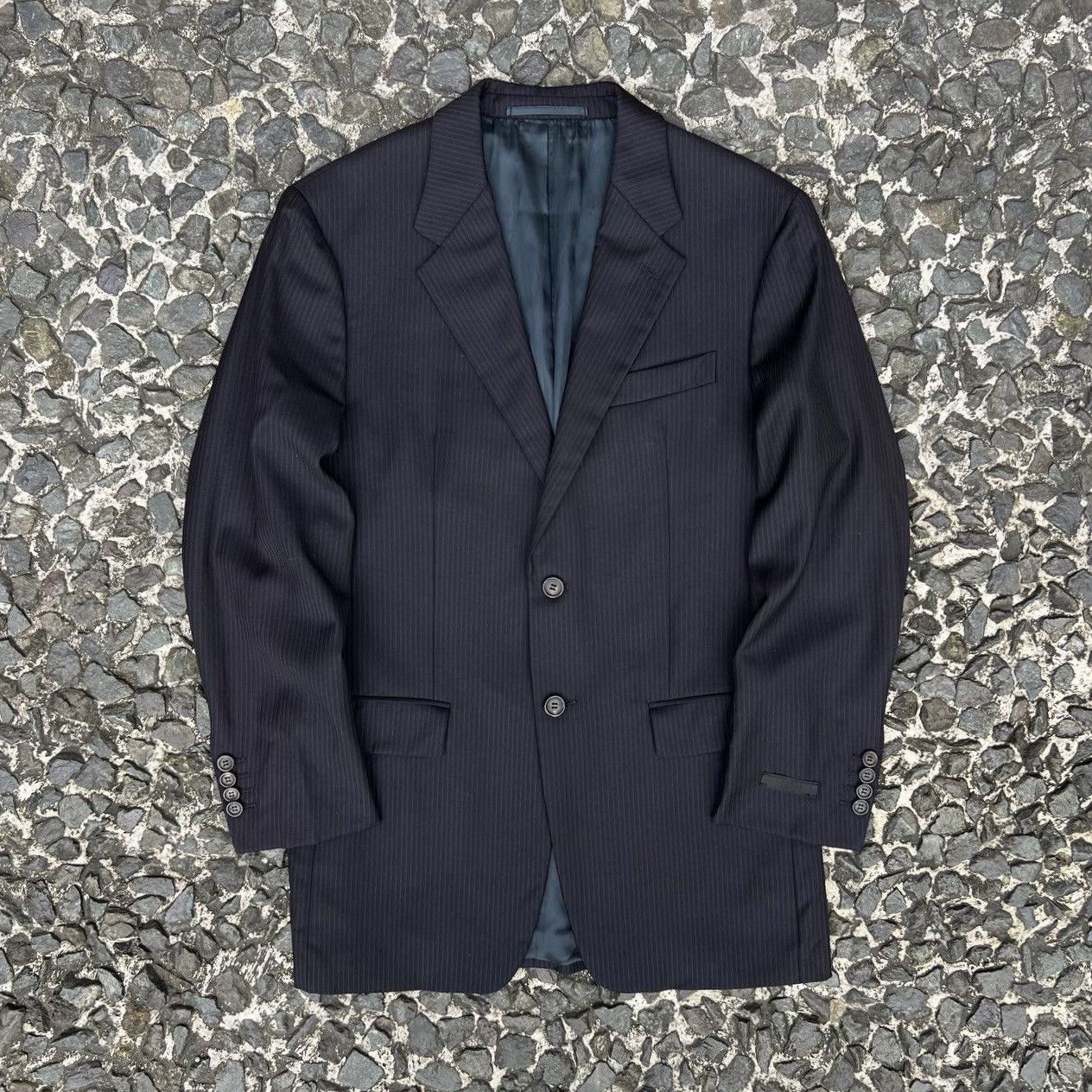 Prada Early 2000s Sleeve Tag Pinstripe Wool Menswear Set
