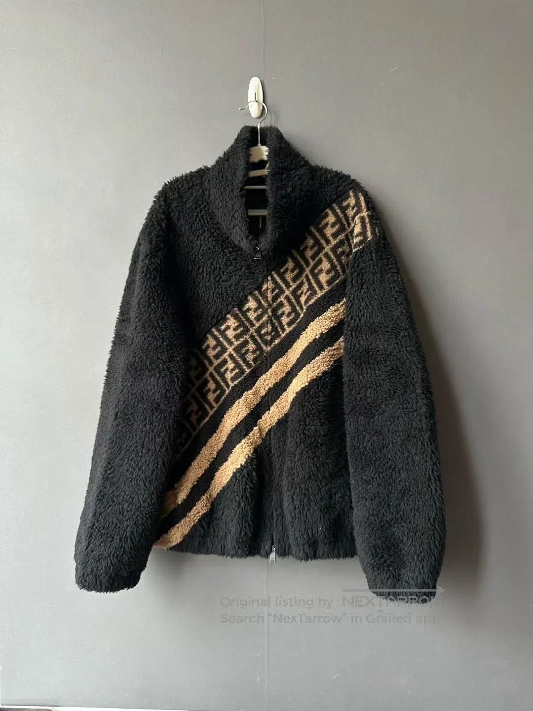 Fendi FENDI Striped Wool Teddy Jacket| Size XXL / US 16-18 / IT 52-54 - 1 Thumbnail