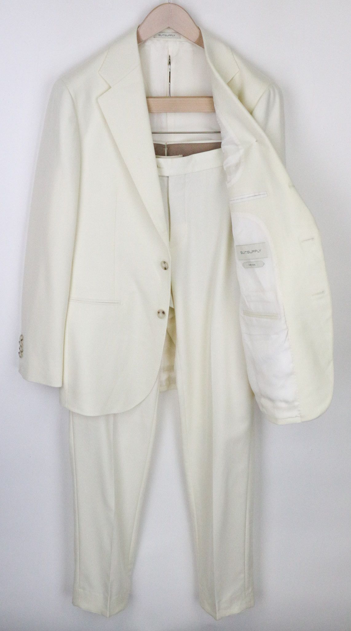 image of Suitsupply Havana Uk40R Off-White Wool 2Piece Suit 71625 in Off White, Men's