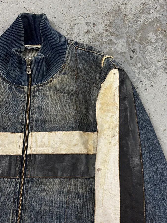 Dolce & Gabbana AW2005 Dolce & Gabbana Navy Hybrid Leather & Denim Jacket Size US M / EU 48-50 / 2 - 10 Thumbnail