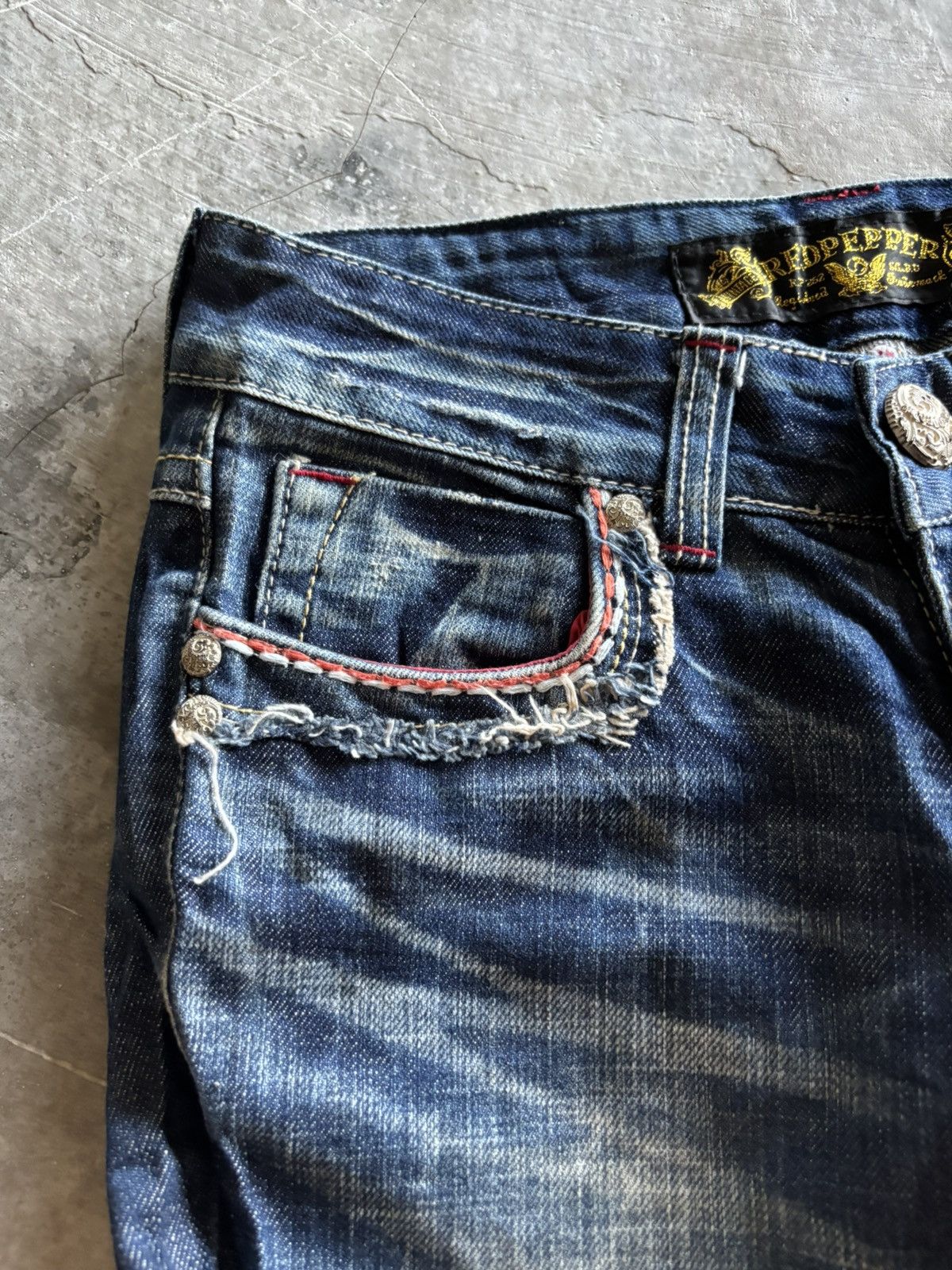Hysteric Glamour RED PEPPER flare japanese denim floral patches low rise Size US 27 - 9 Thumbnail