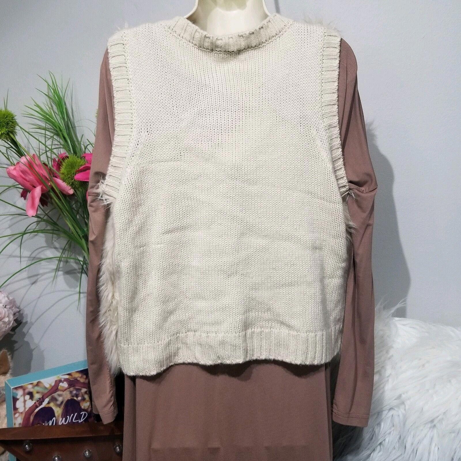 Other Faux Fur Vest Eyeshadow LARGE tan Ivory open front fall Size L / US 10 / IT 46 - 2 Thumbnail