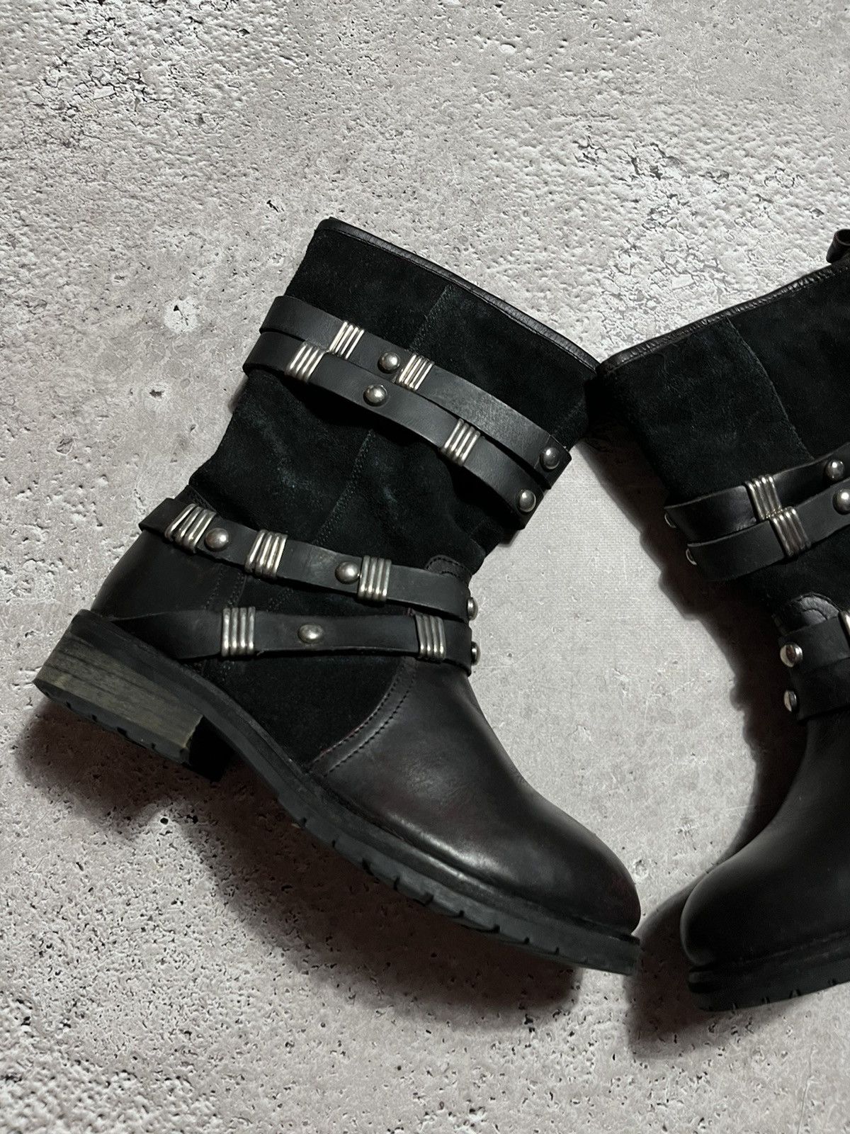 Japanese Brand × Vintage Vintage Woman’s Avant Garde Leather Biker Hi Top Boots Size US 10 / IT 40 - 3 Thumbnail