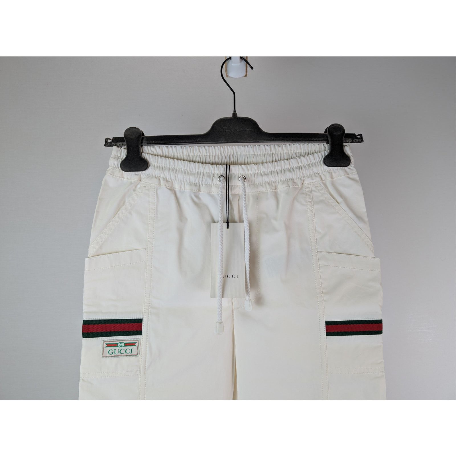 Gucci o1rshd1 Cotton Canvas W/Web Pants Trouser Sweatpants White Size US 44 / EU 60 - 2 Thumbnail